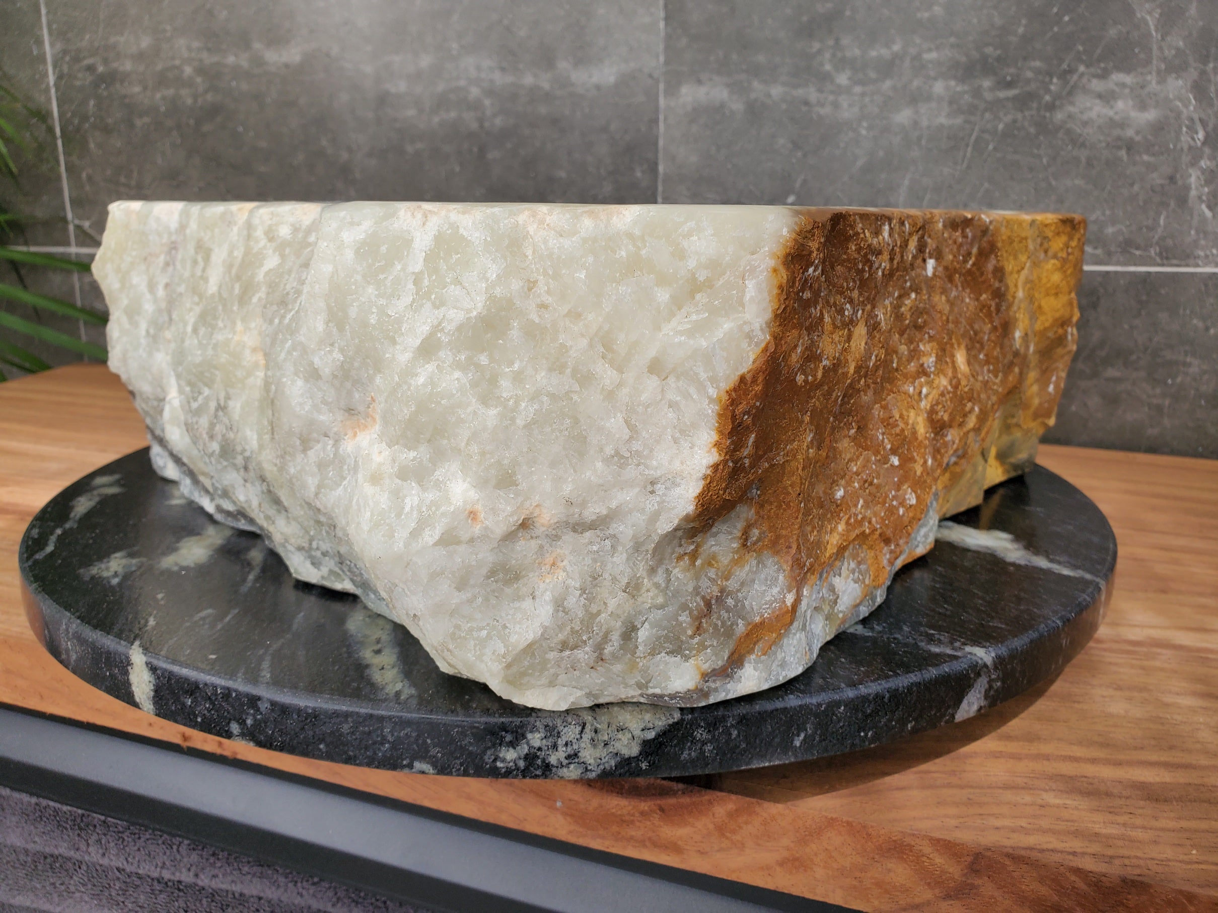 S30_34 Onyx Stone Vessel Bathroom Sink - 17.5 x 16.5 inch