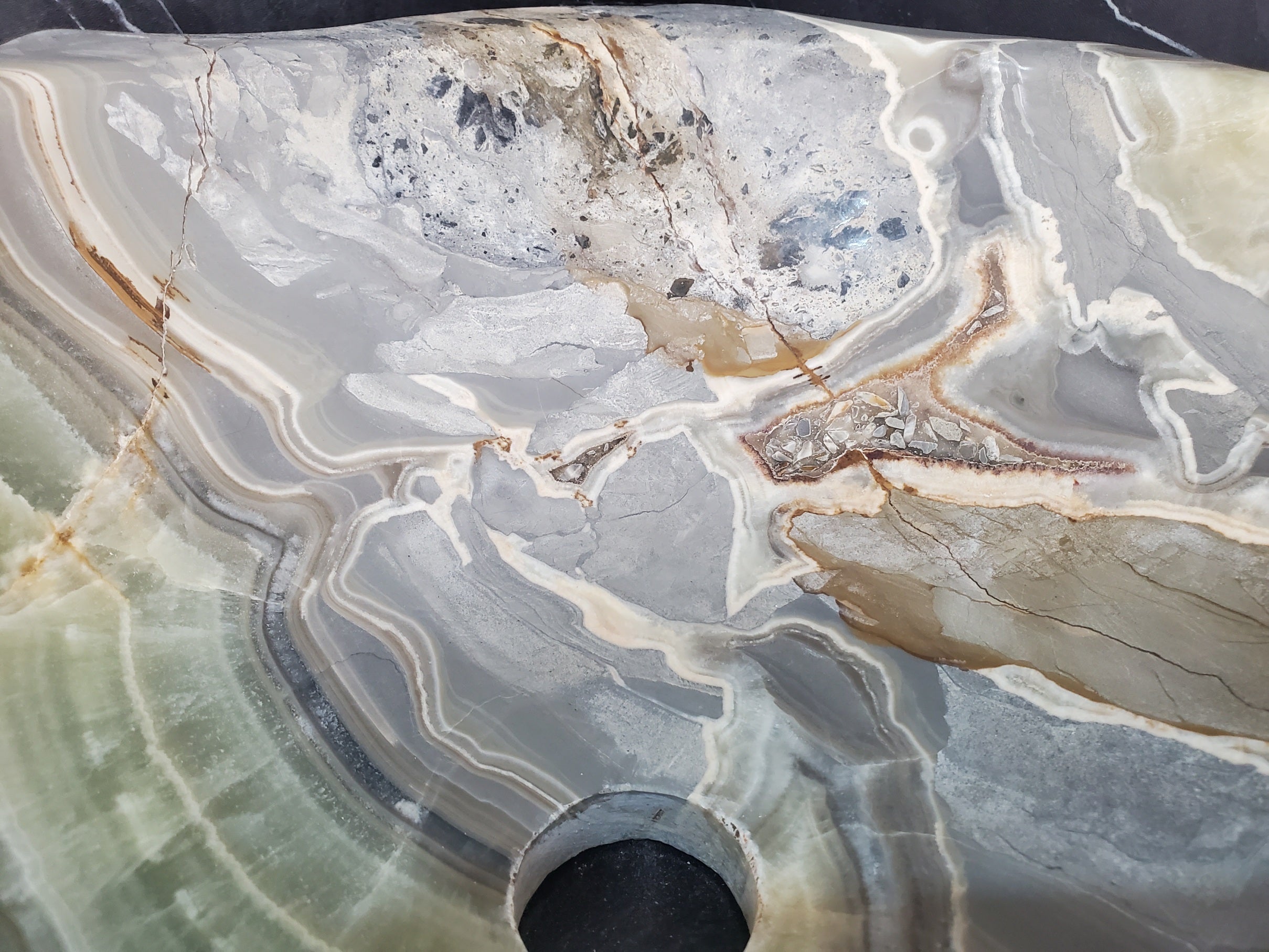 S25_11 Green Onyx Stone Vessel Bathroom Sink