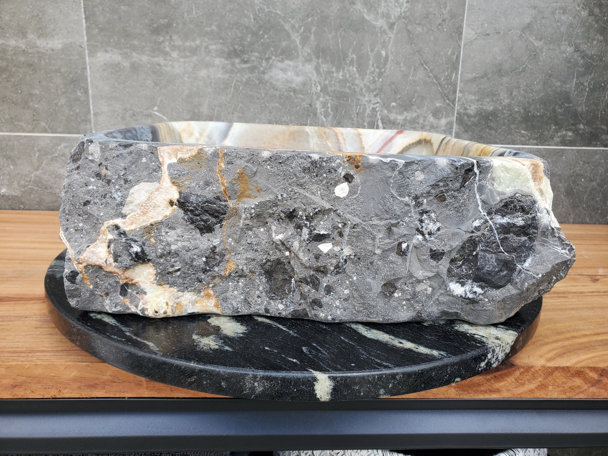 S30_24 Onyx Stone Vessel Bathroom Sink