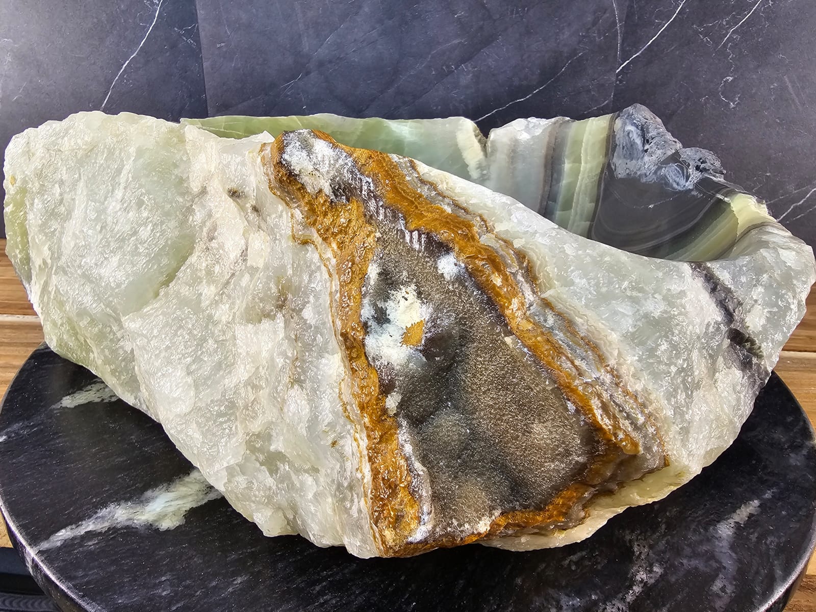 S29_03 Onyx Stone Vessel Bathroom Sink - 18 x 14.5 inch