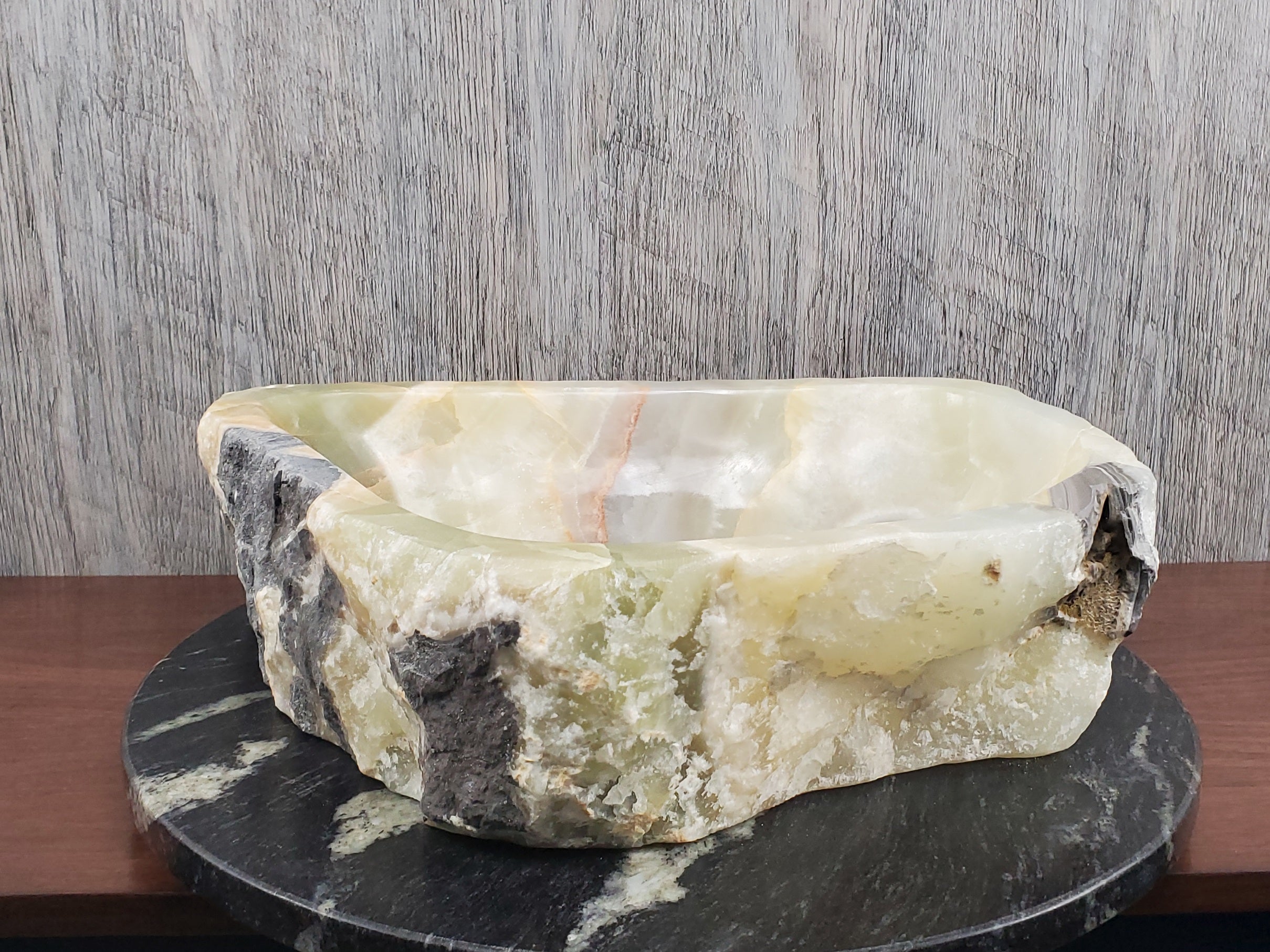 S24_13 Green Onyx Stone Vessel Bathroom Sink - 17.5 x 13.5 inch