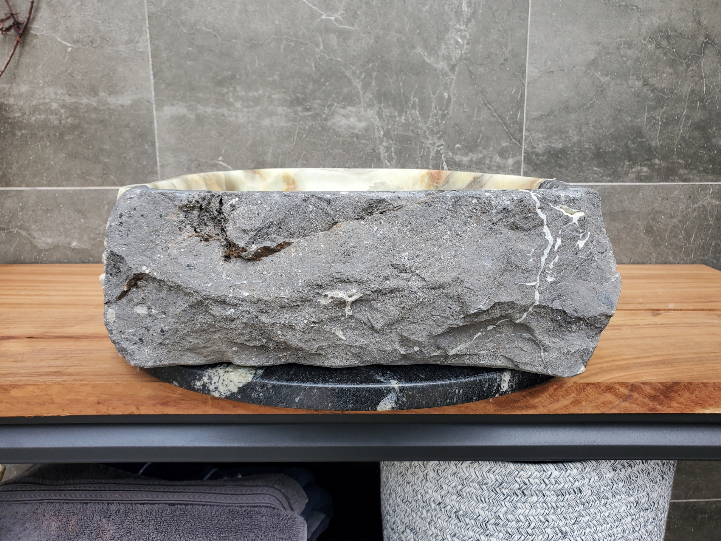 S30_26 Onyx Stone Vessel Bathroom Sink