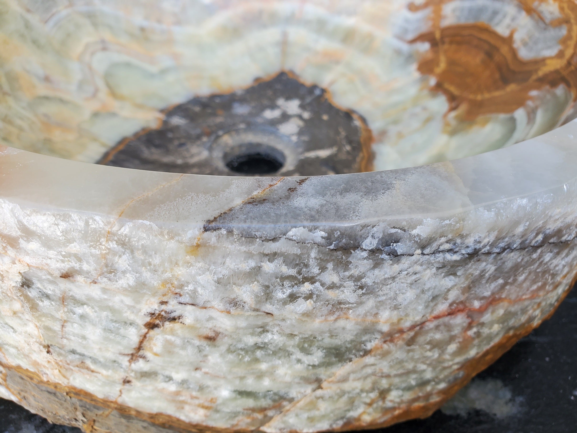 S29_28 Onyx Stone Vessel Bathroom Sink - 15 x 15 inch