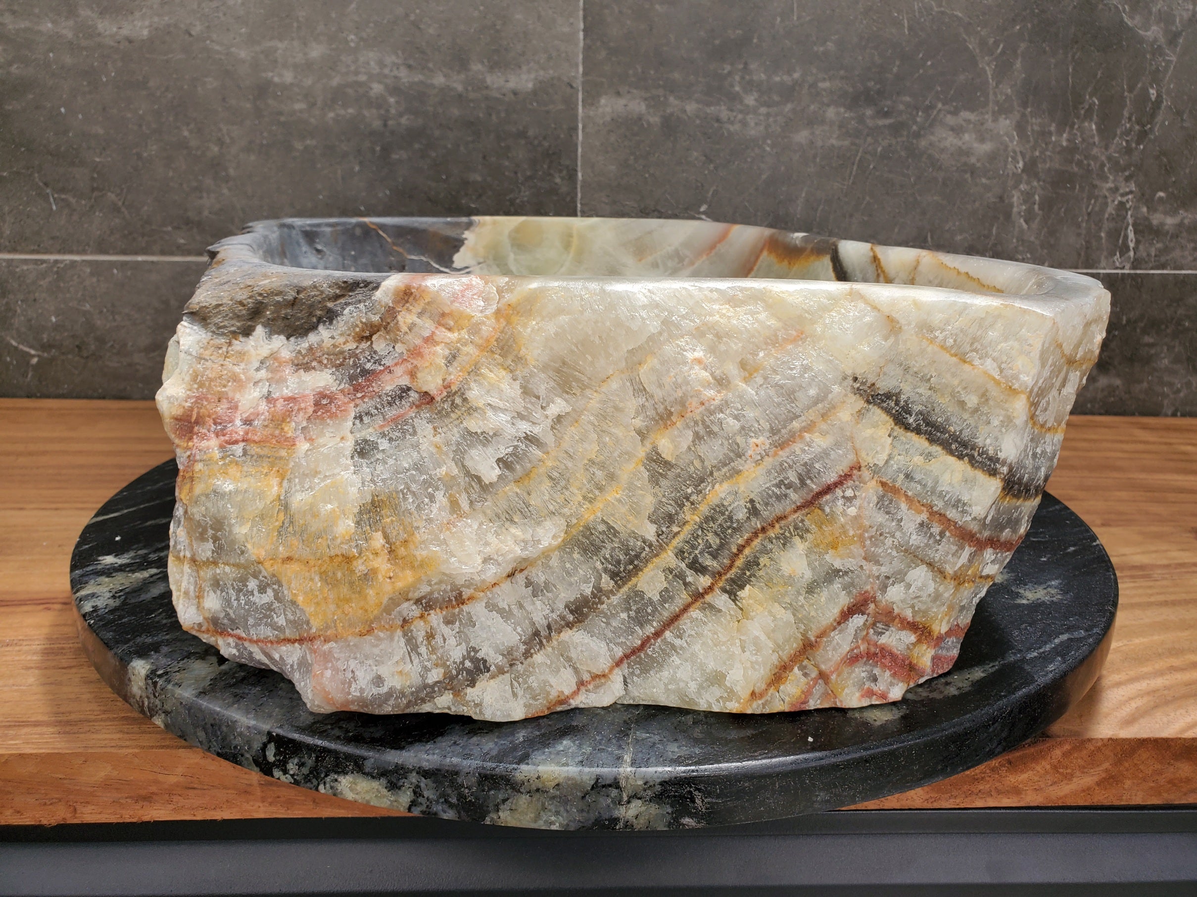 S30_35 Onyx Stone Vessel Bathroom Sink