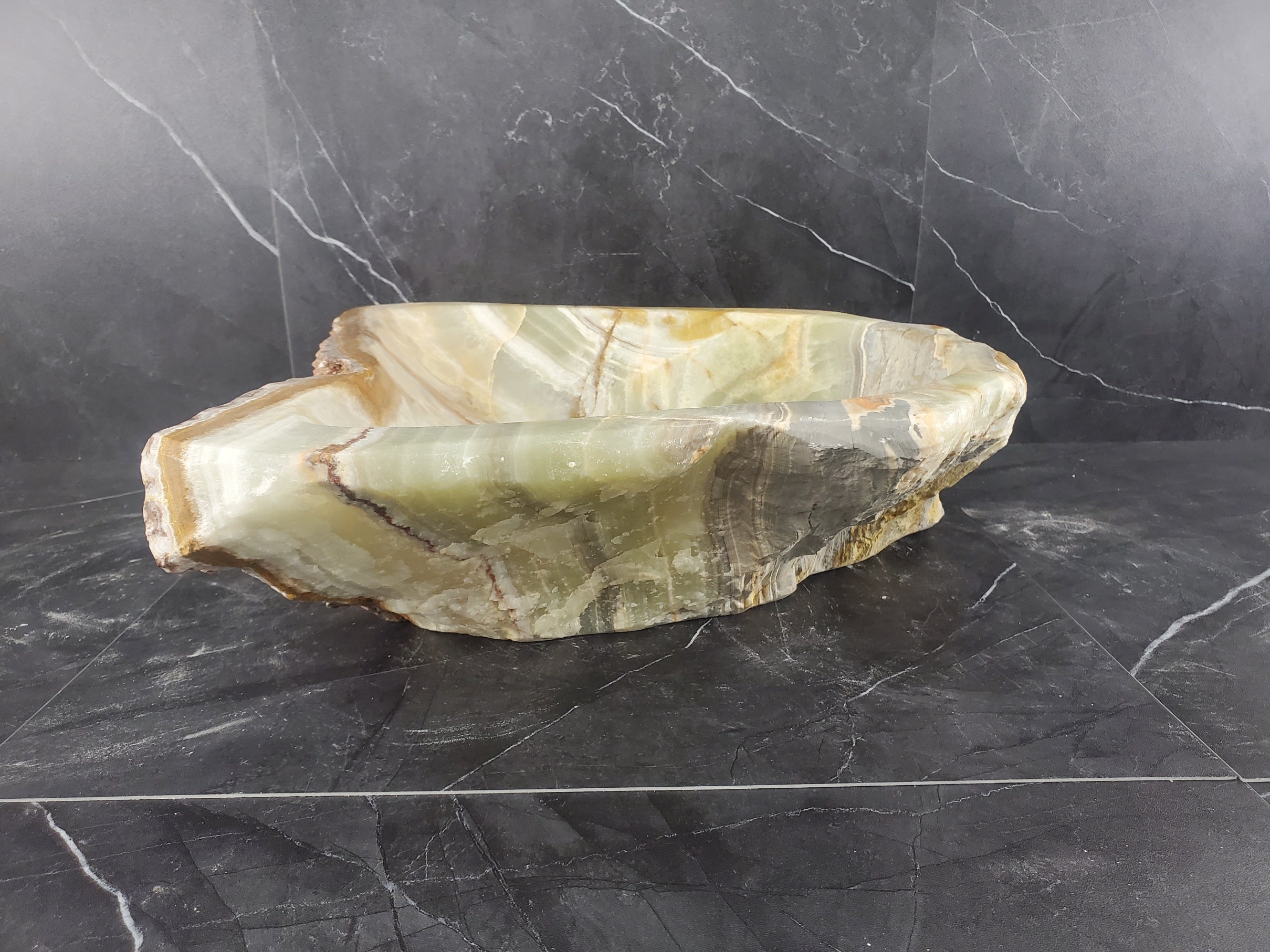 S25_08 Green Onyx Stone Vessel Bathroom Sink