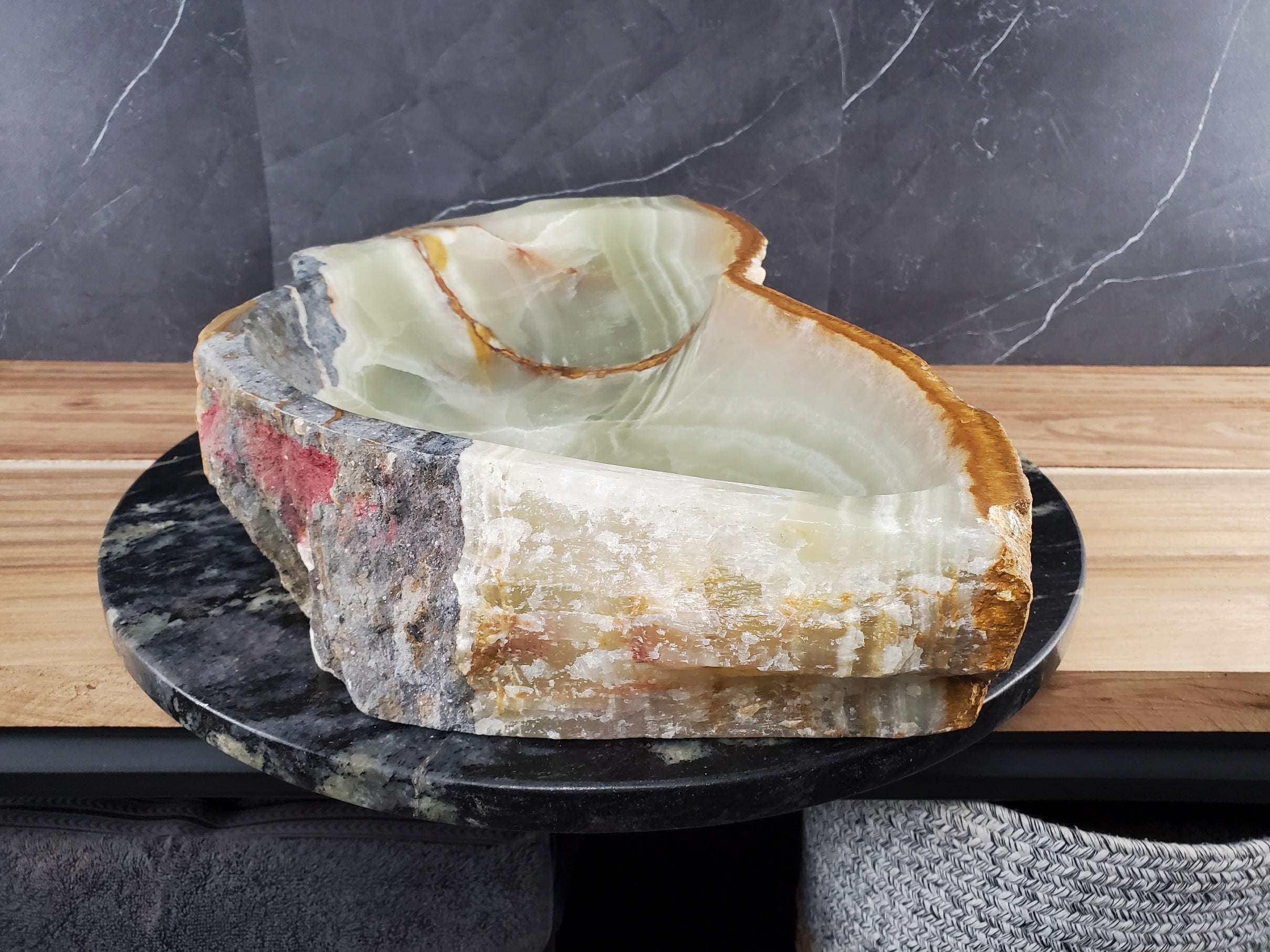 S28_17 Onyx Stone Vessel Bathroom Sink - 20.5 x 11 inch