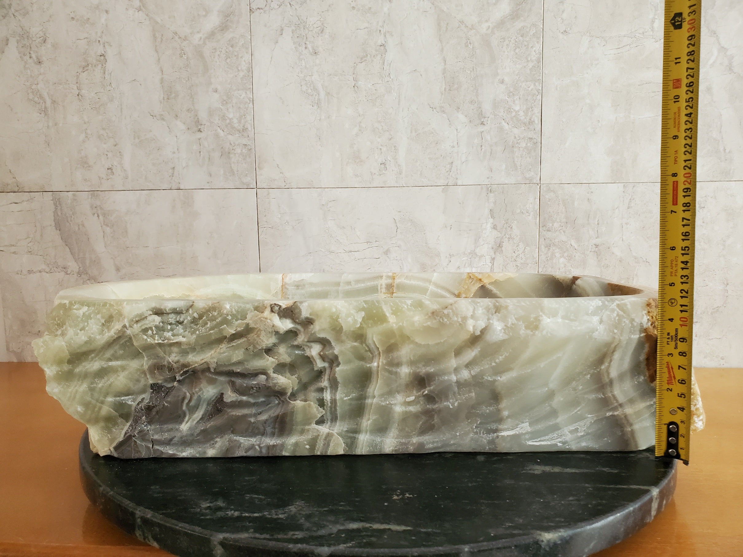 S23_23 Onyx Stone Vessel Bathroom Sink - 20 x 12.5 inch