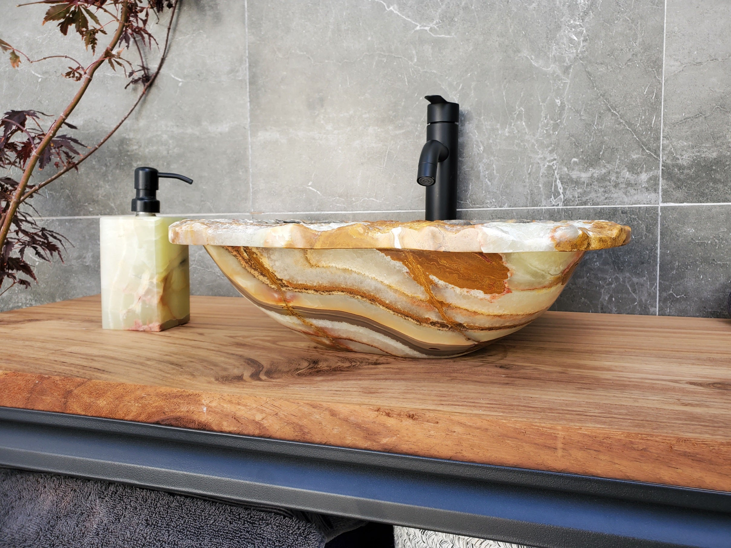 S29_15 Onyx Stone Vessel Bathroom Sink