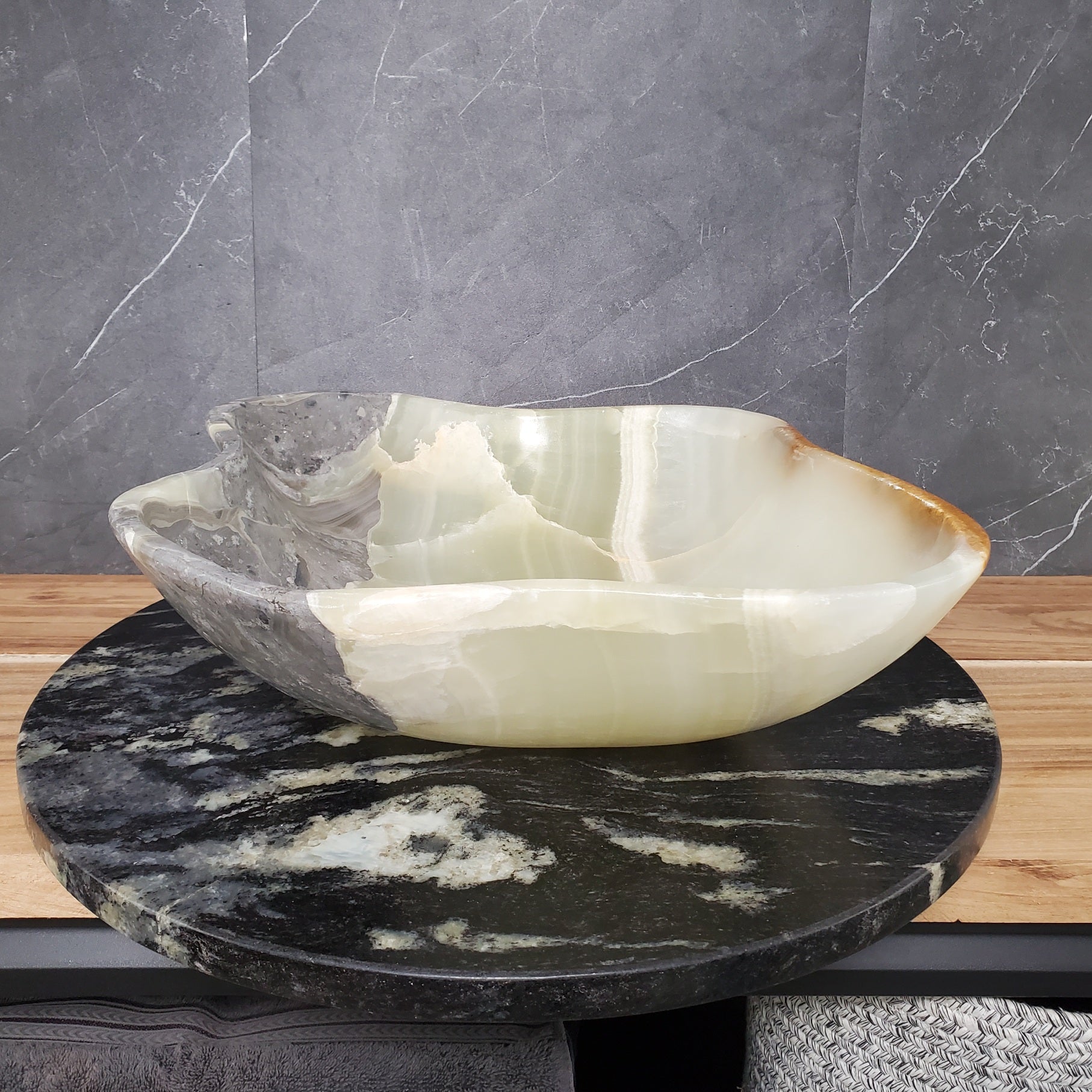 S28_07 Onyx Stone Vessel Bathroom Sink - 19.5 x 16 inch