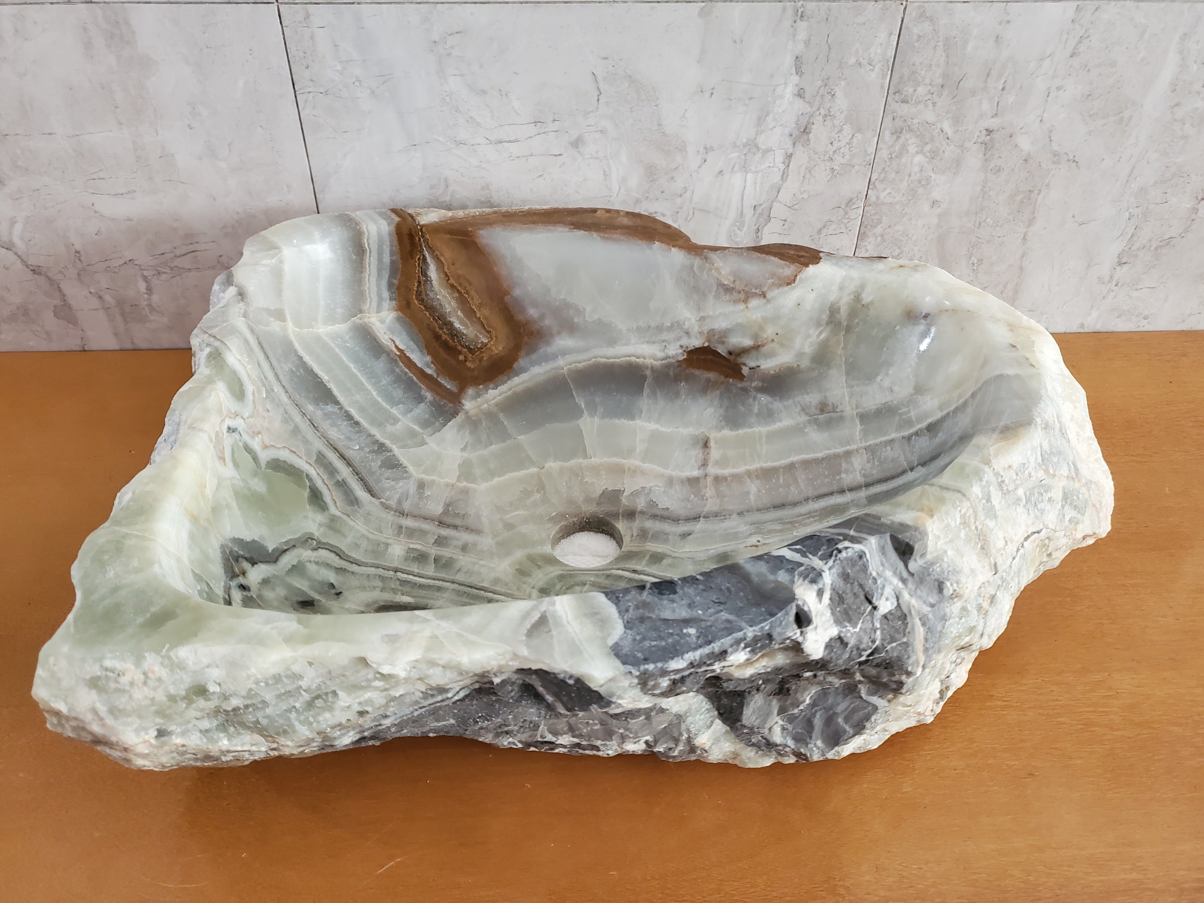 S23_26 Onyx Stone Vessel Bathroom Sink- 19 x 16 inch