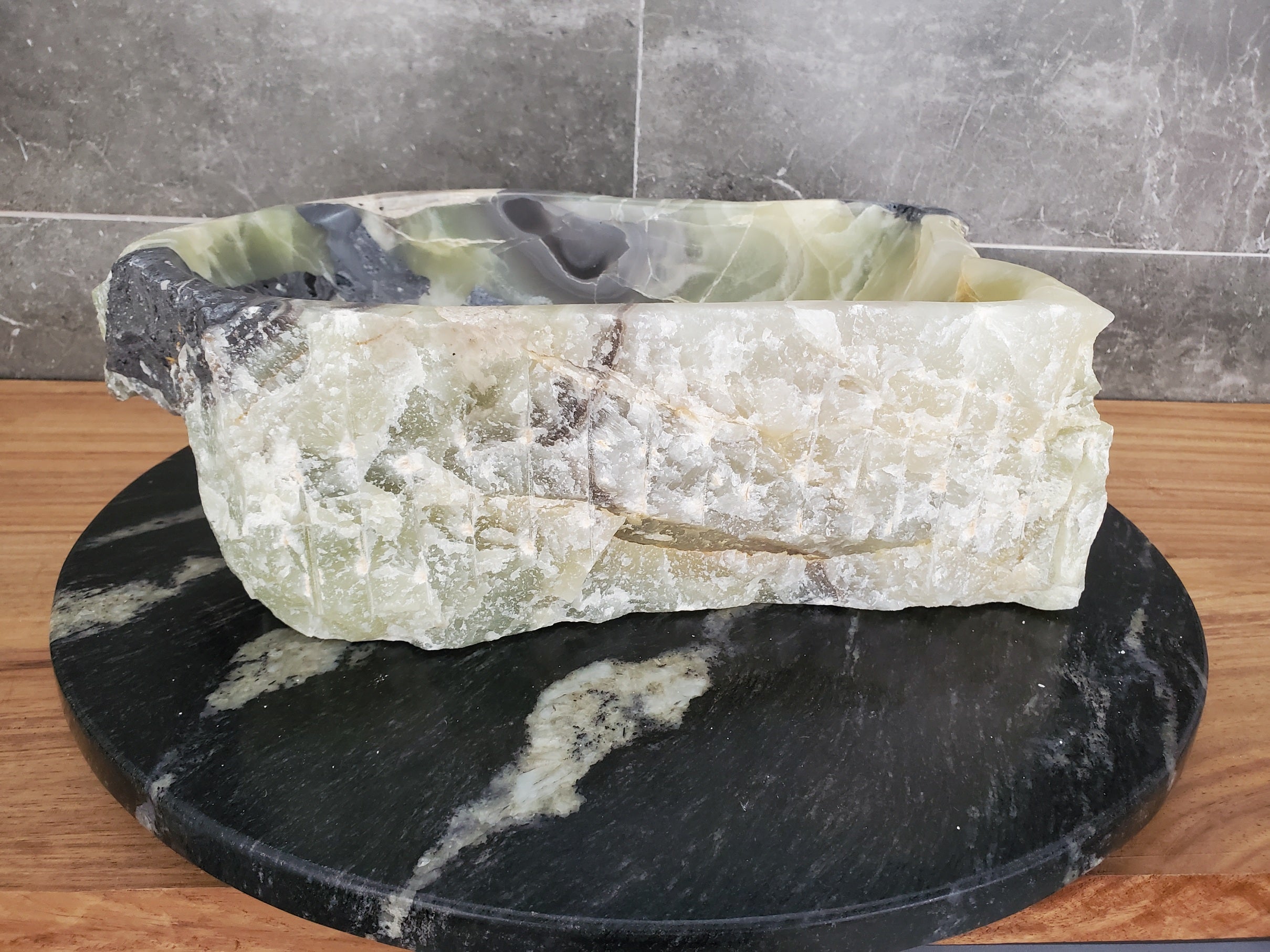 S31_25 Onyx Stone Vessel Bathroom Sink - 16 x 11.5 inch