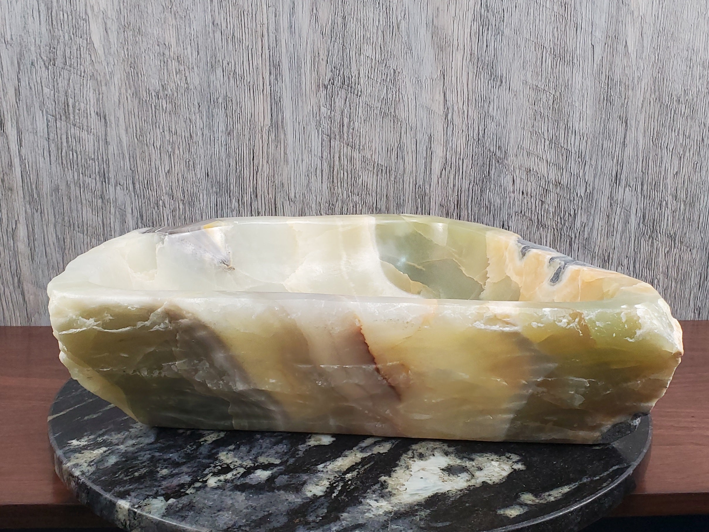S24_13 Green Onyx Stone Vessel Bathroom Sink - 17.5 x 13.5 inch