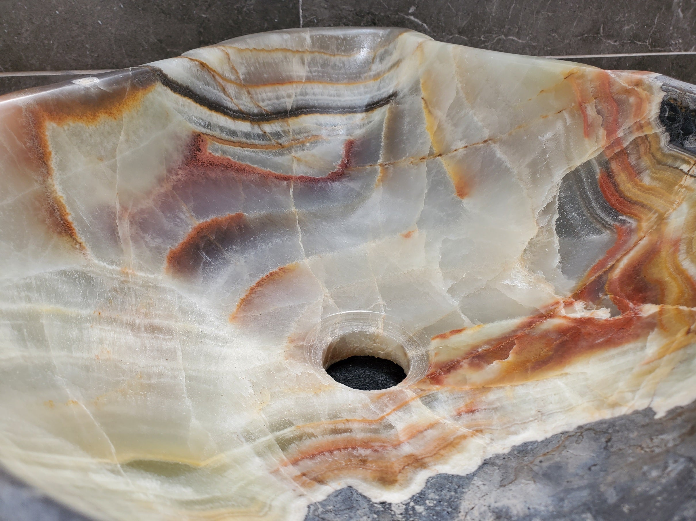 S30_35 Onyx Stone Vessel Bathroom Sink