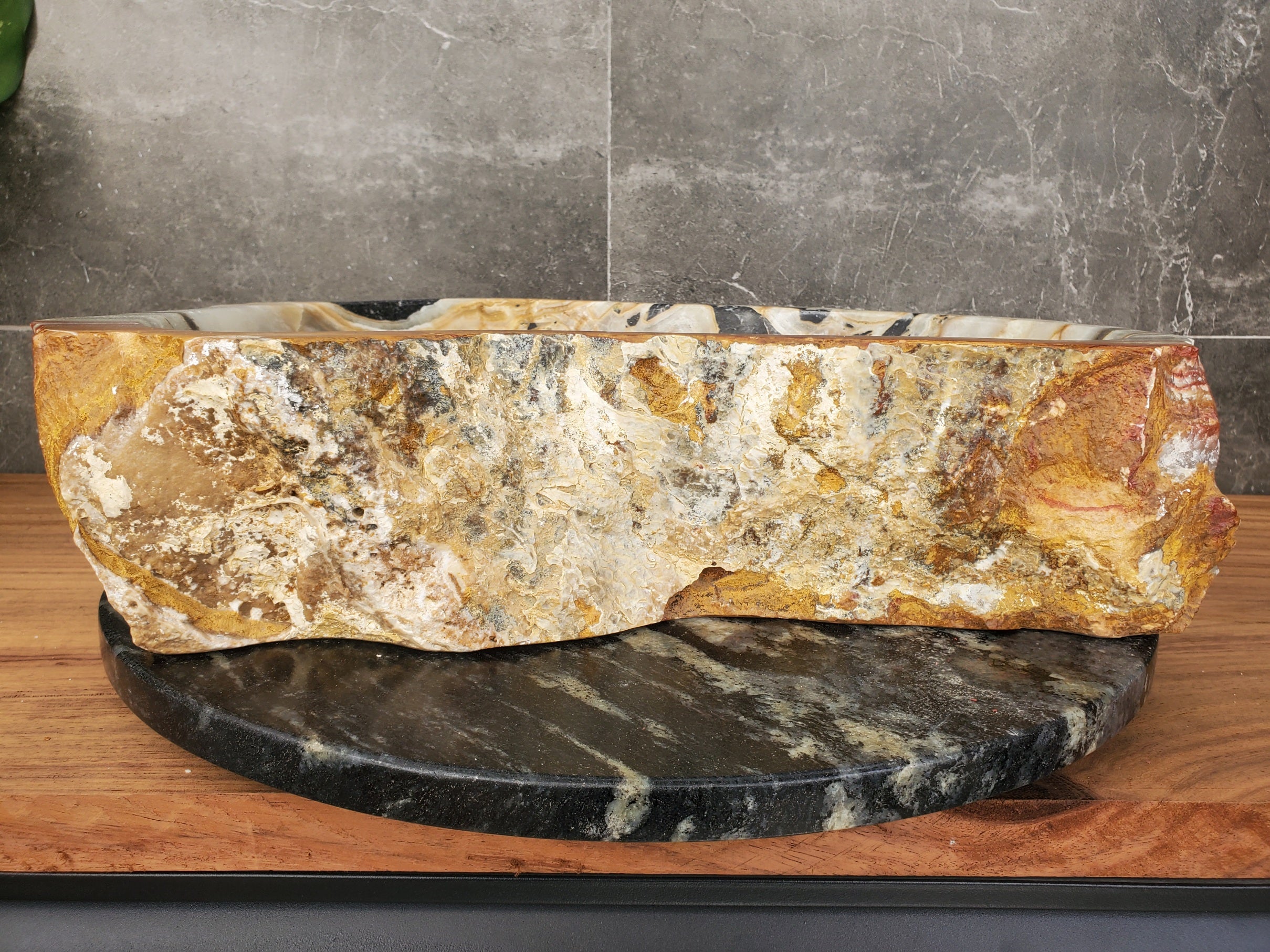 S31_19 Onyx Stone Vessel Bathroom Sink