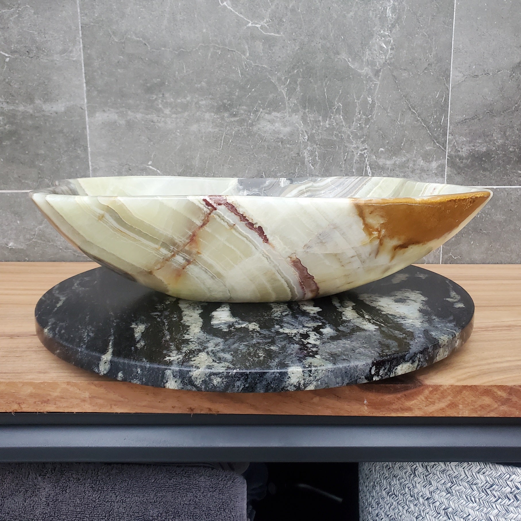 S30_03 Onyx Stone Vessel Bathroom Sink - 19 x 13.5 inch