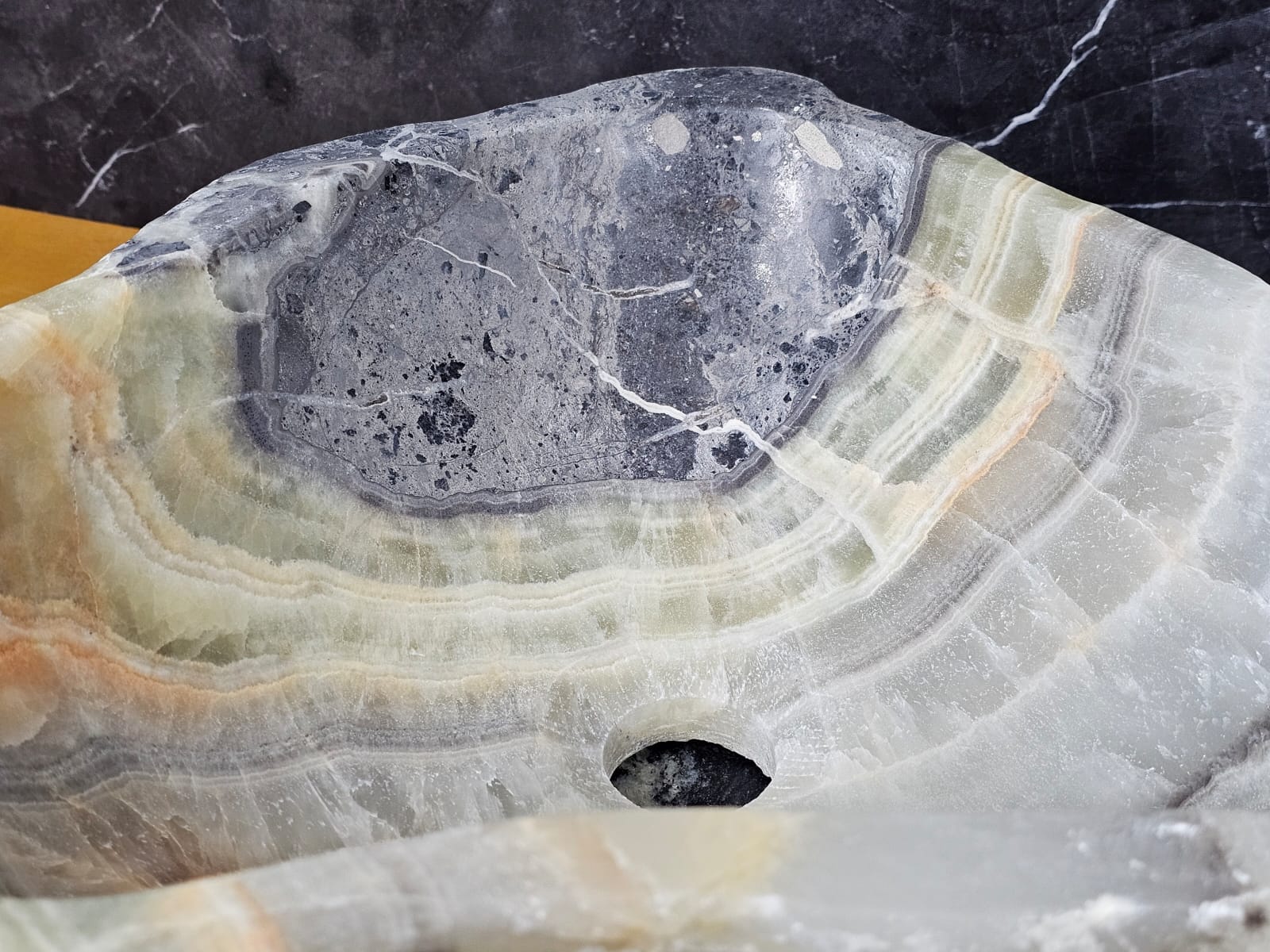 S26_12 Onyx Stone Vessel Bathroom Sink - 17.5 x 14.5 inch