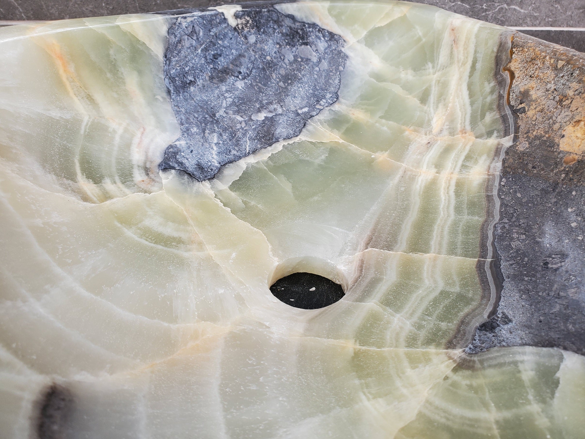 S31_23 Onyx Stone Vessel Bathroom Sink - 18 x 15 inch