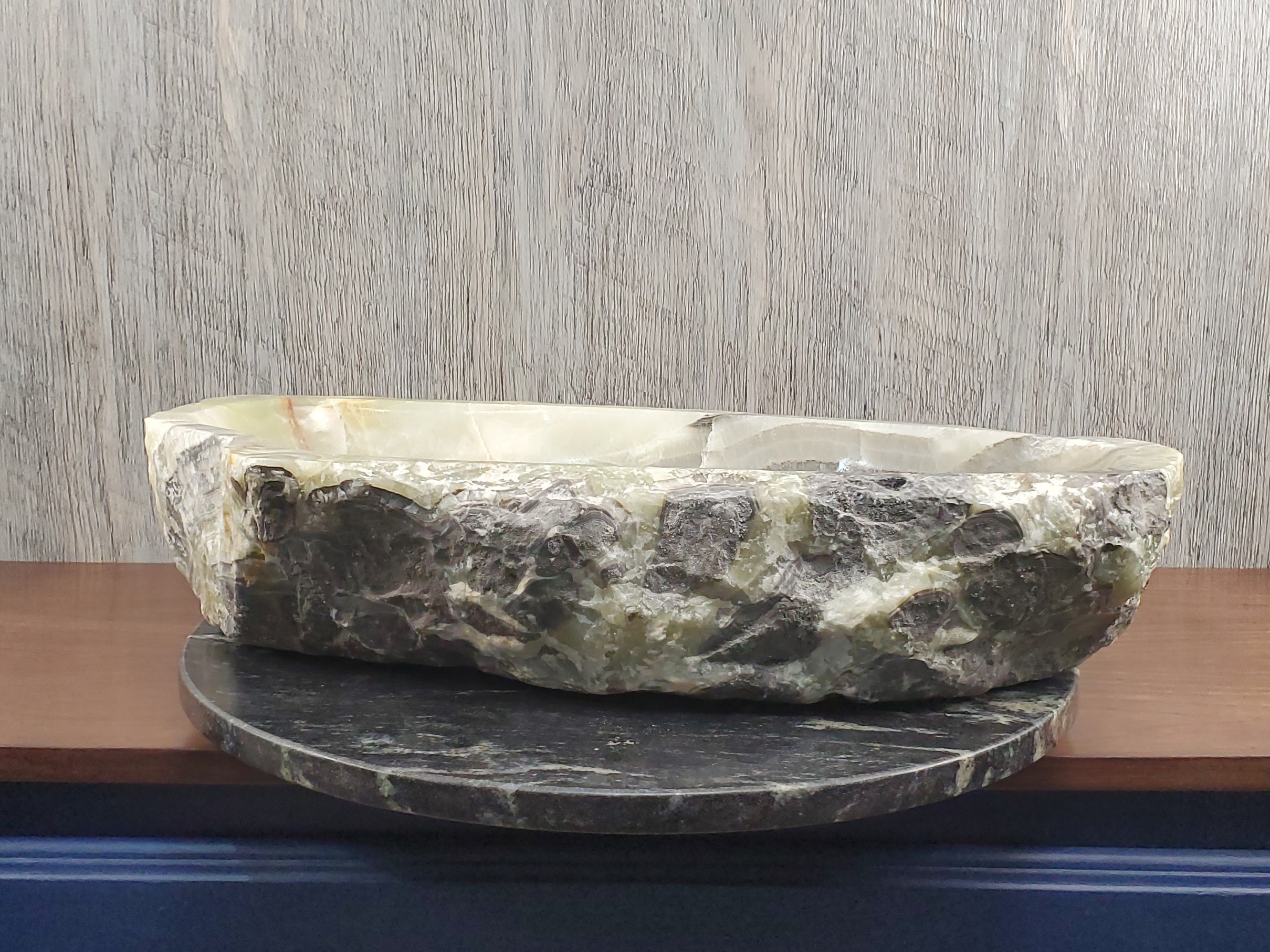S24_16 Green Onyx Stone Vessel Bathroom Sink