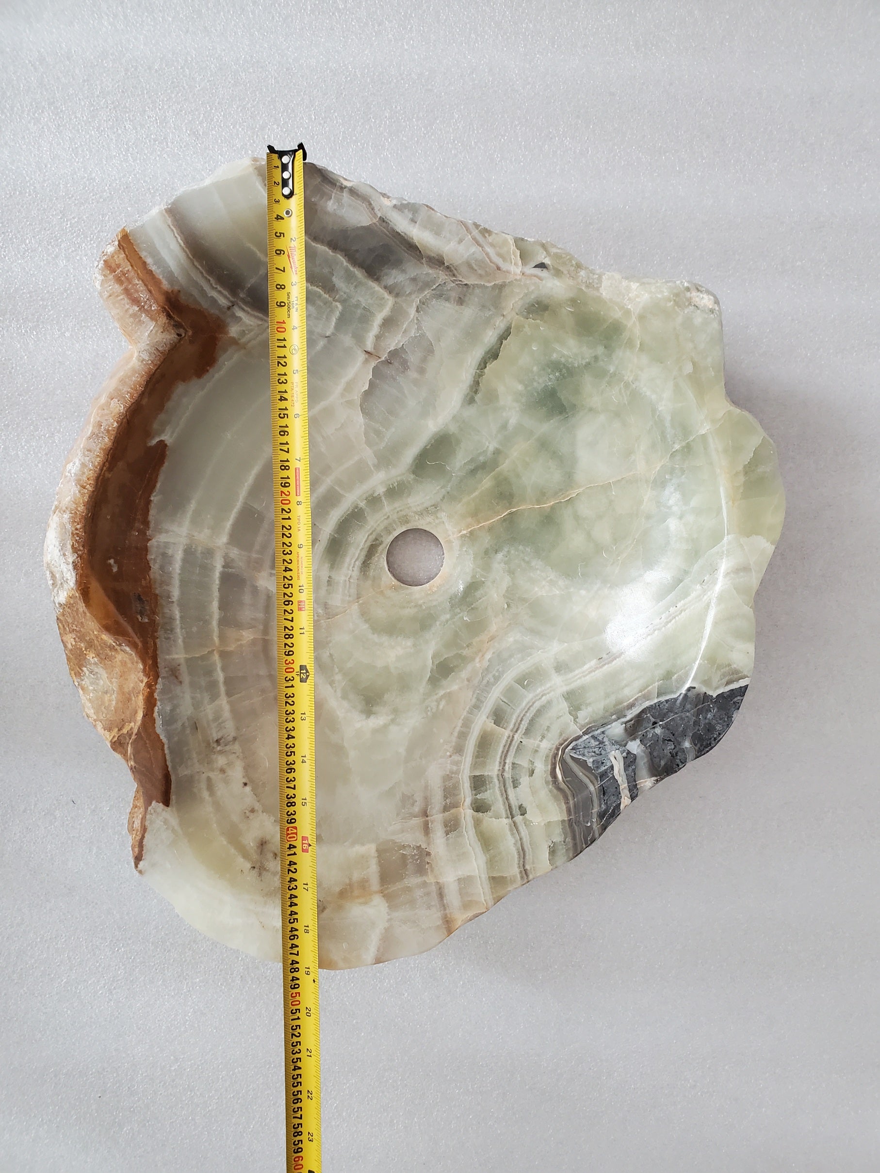 S23_24 Green and Grey Onyx Stone Vessel Bathroom Sink