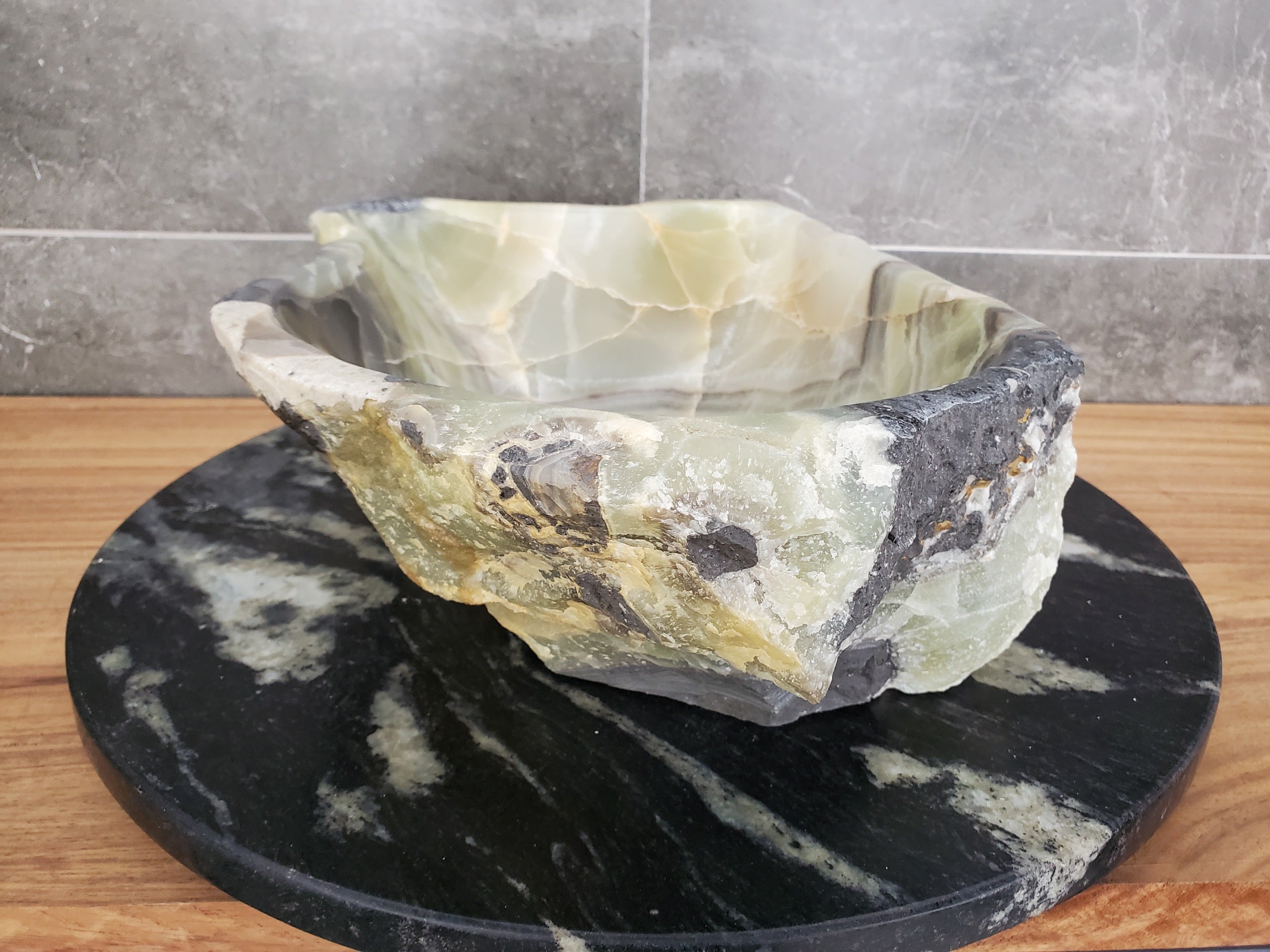 S31_25 Onyx Stone Vessel Bathroom Sink - 16 x 11.5 inch