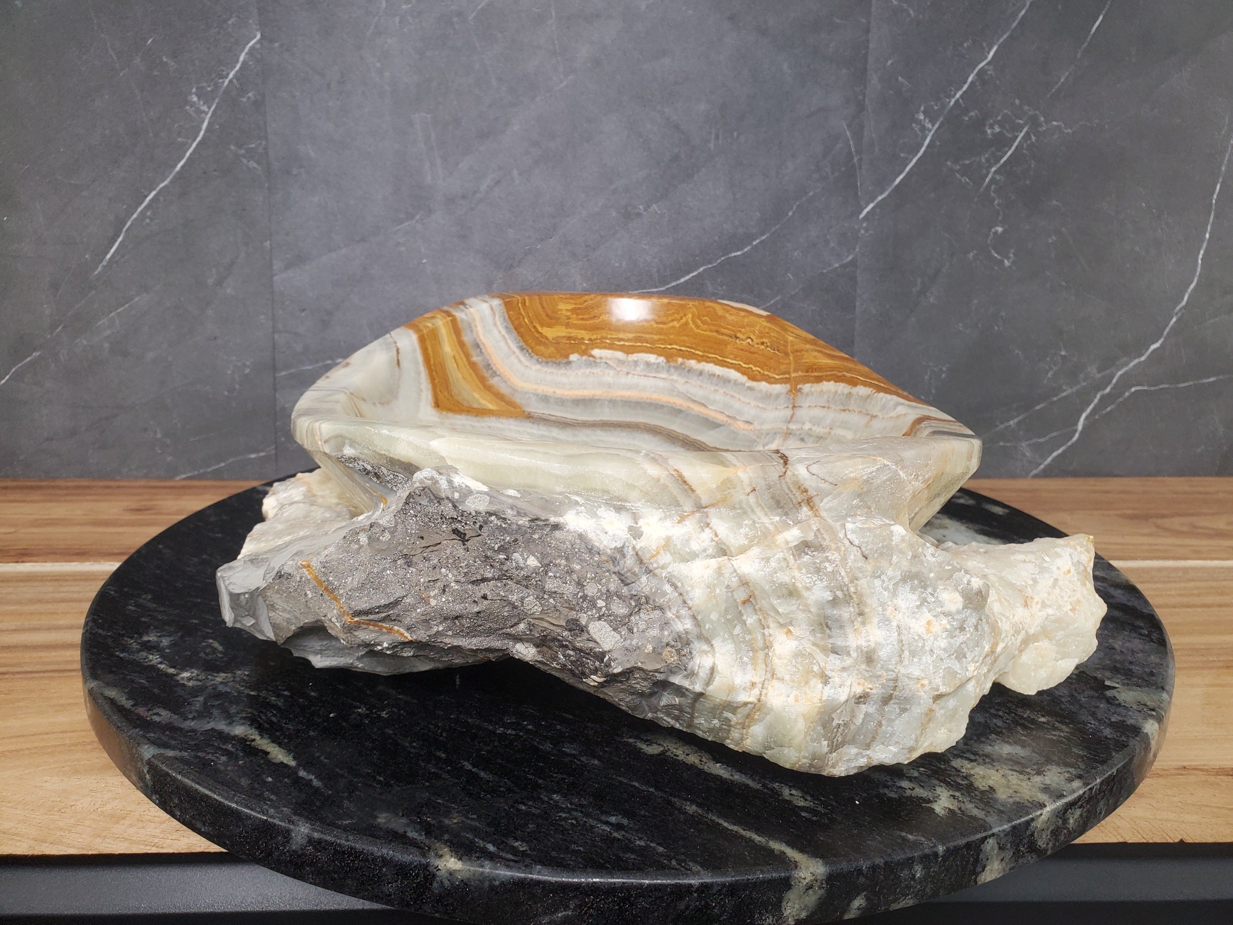 S28_11 Onyx Stone Vessel Bathroom Sink - 17 x 12.5 inch