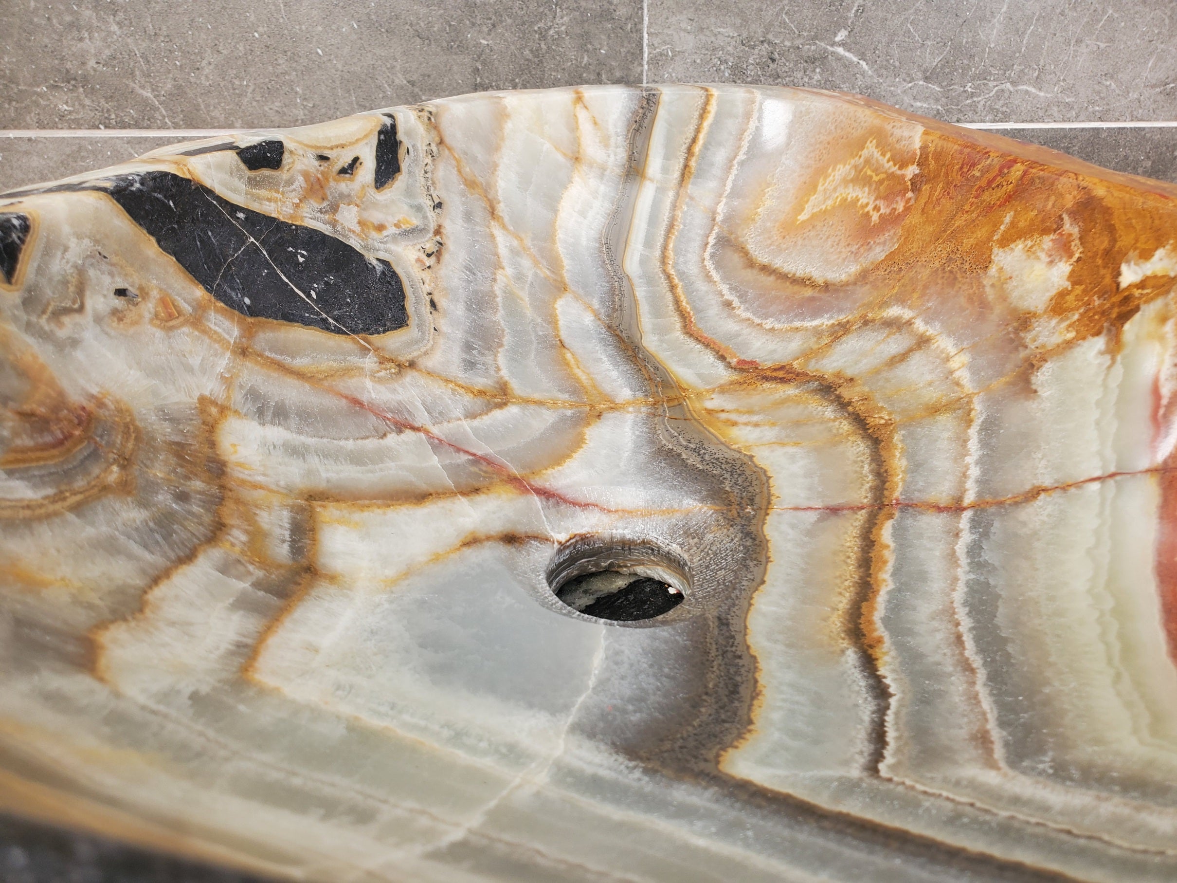 S31_19 Onyx Stone Vessel Bathroom Sink