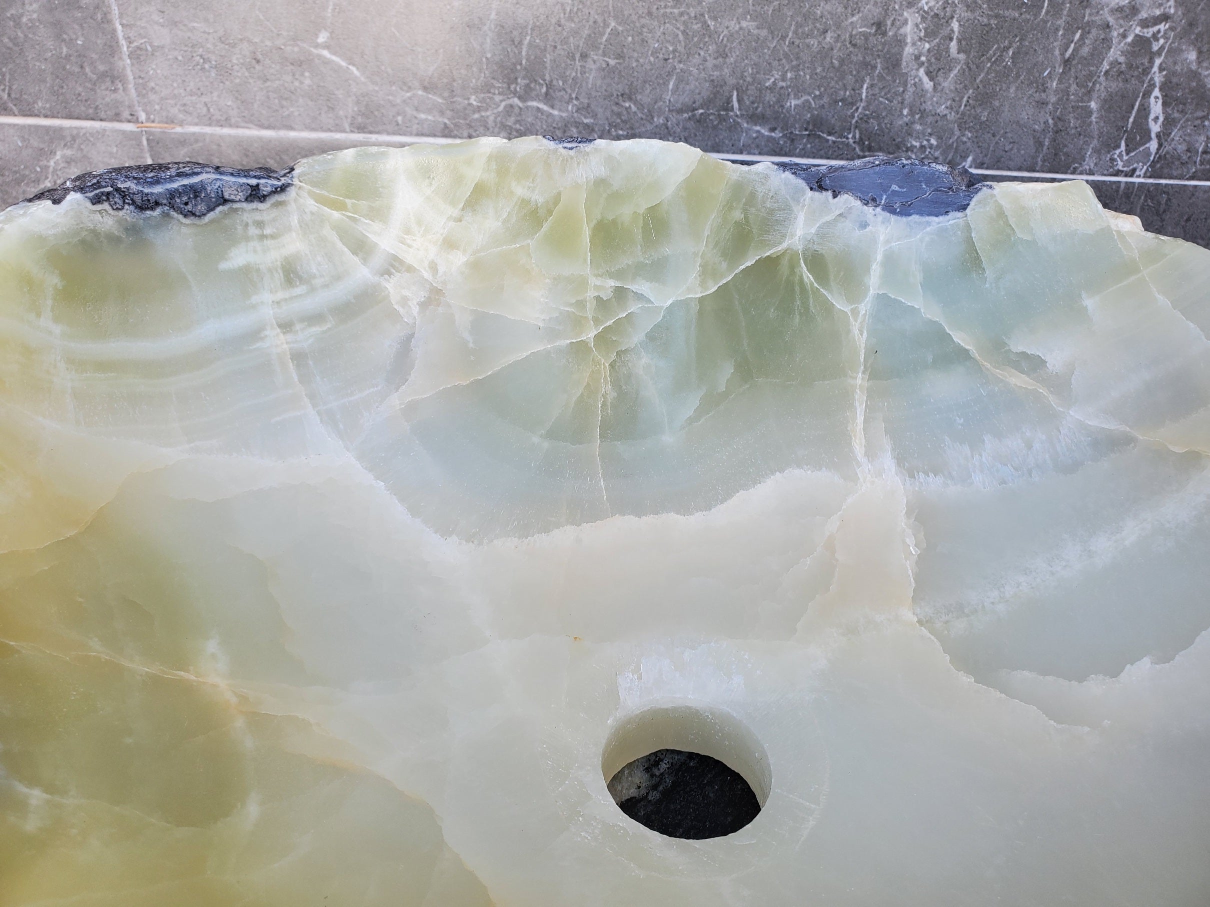 S29_19 Onyx Stone Vessel Bathroom Sink - 18 x 15 inch