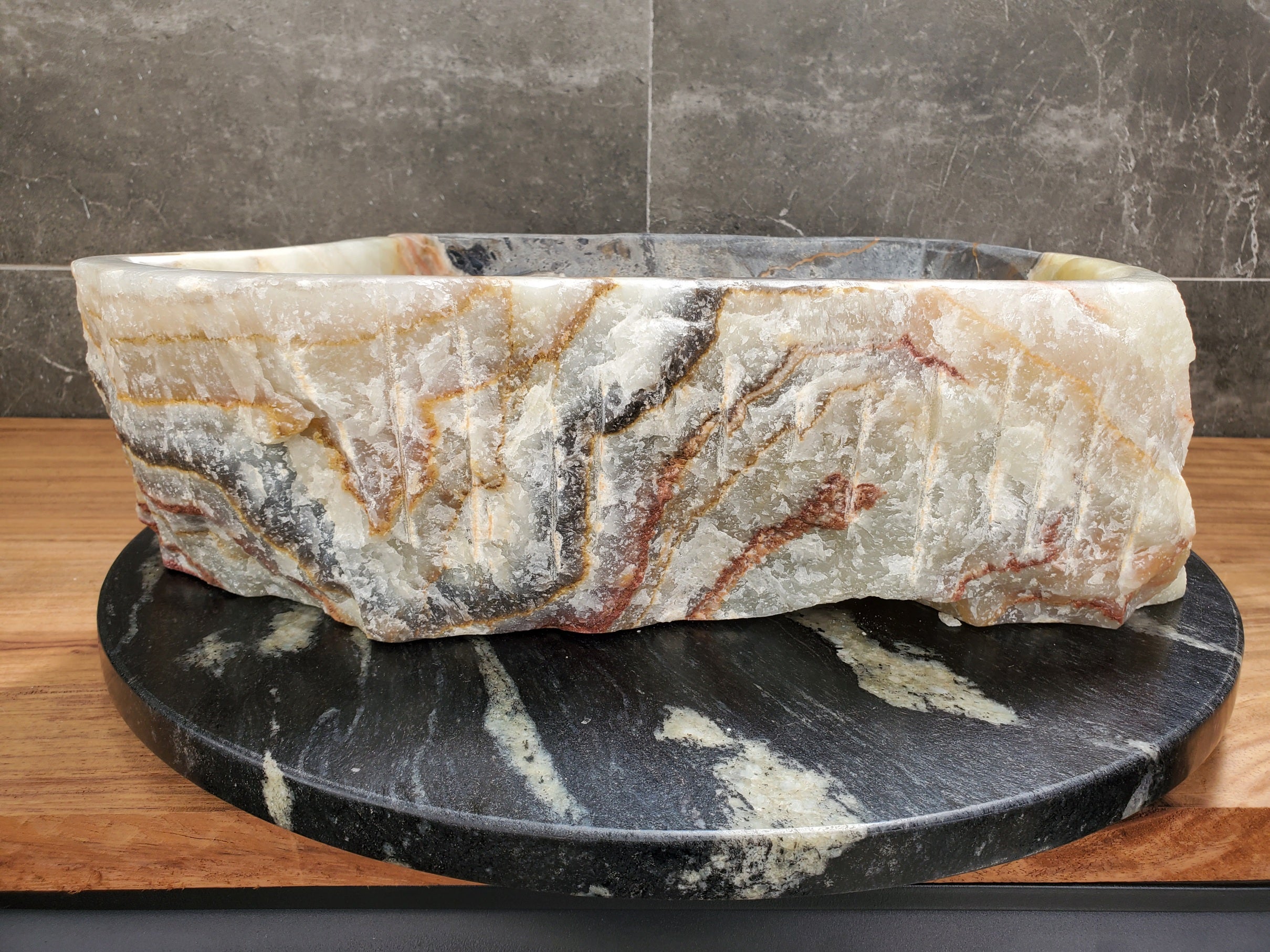 S30_35 Onyx Stone Vessel Bathroom Sink