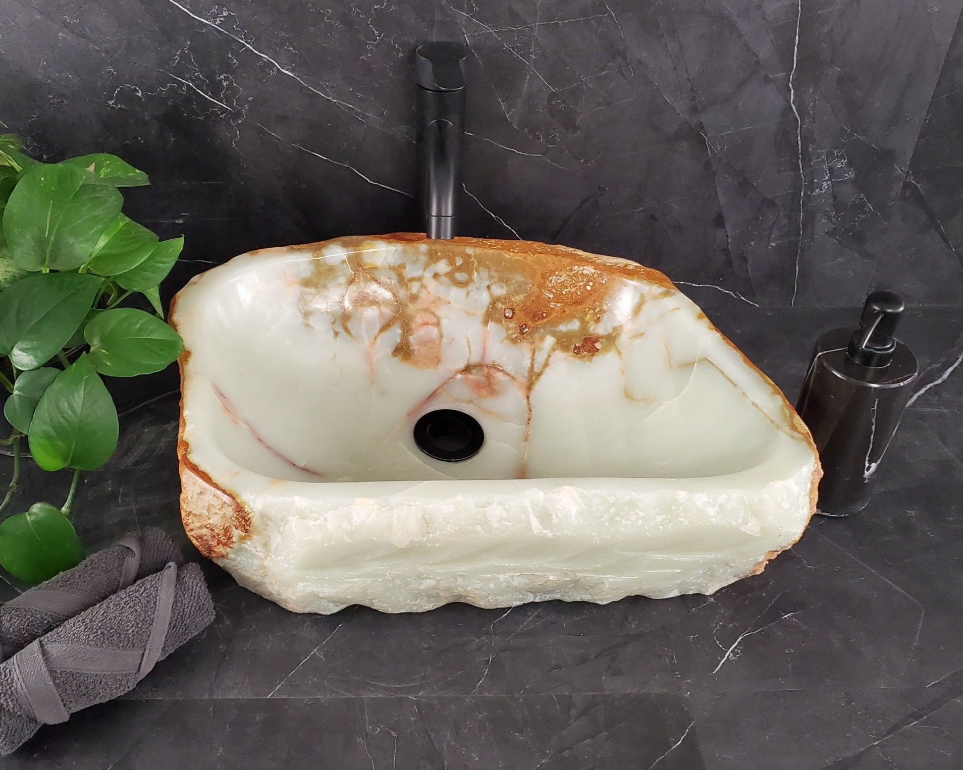 S25_26 Onyx Stone Vessel Bathroom Sink