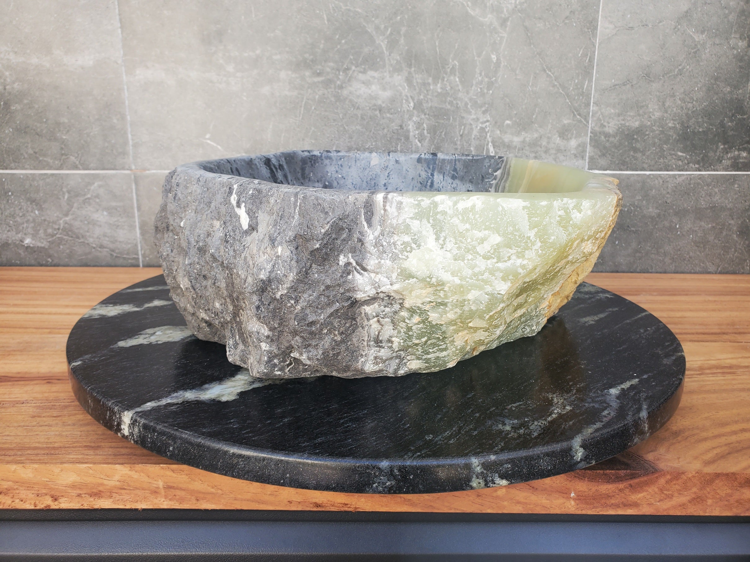 S30_20 Onyx Stone Vessel Bathroom Sink - 16.5 x 13 inch