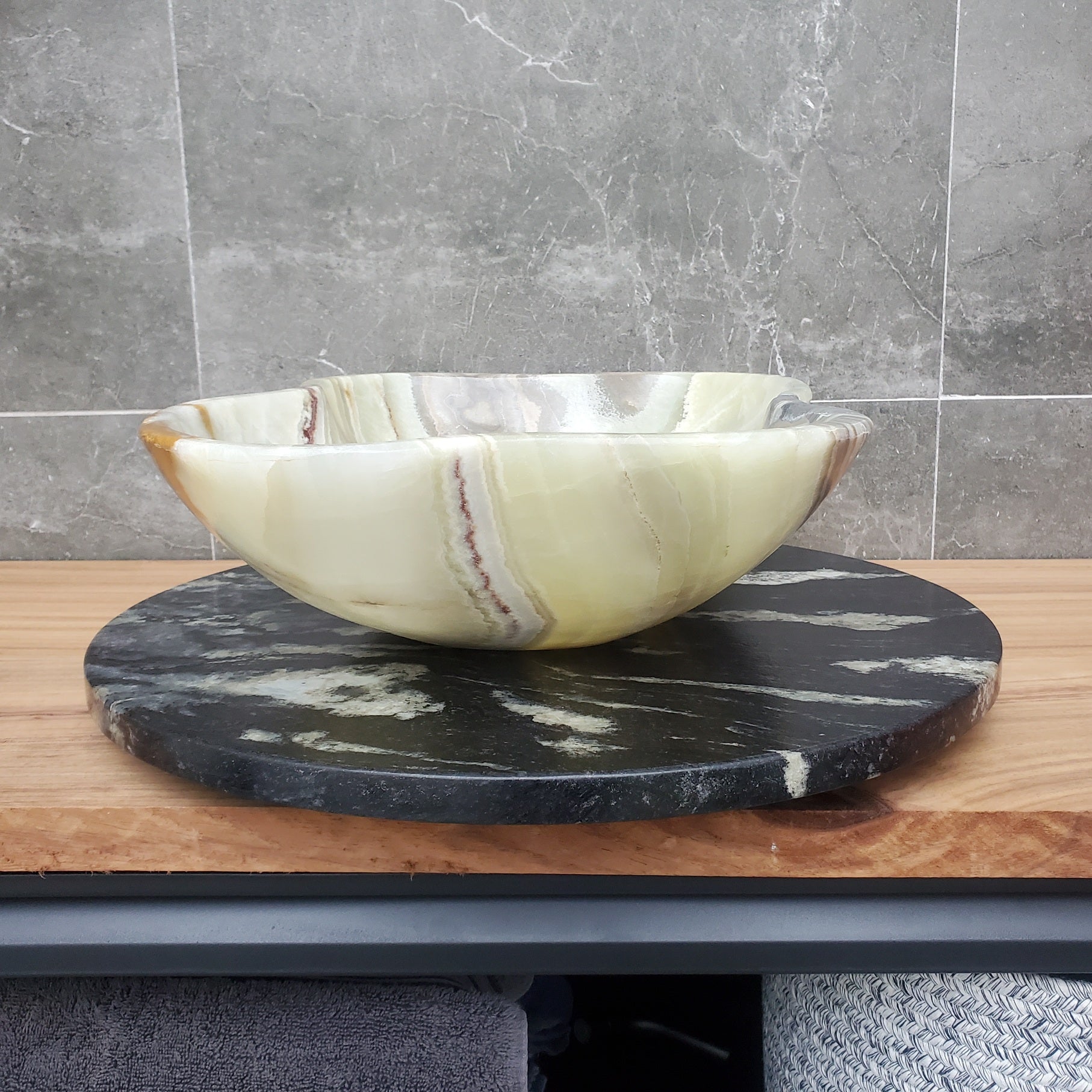 S30_03 Onyx Stone Vessel Bathroom Sink - 19 x 13.5 inch