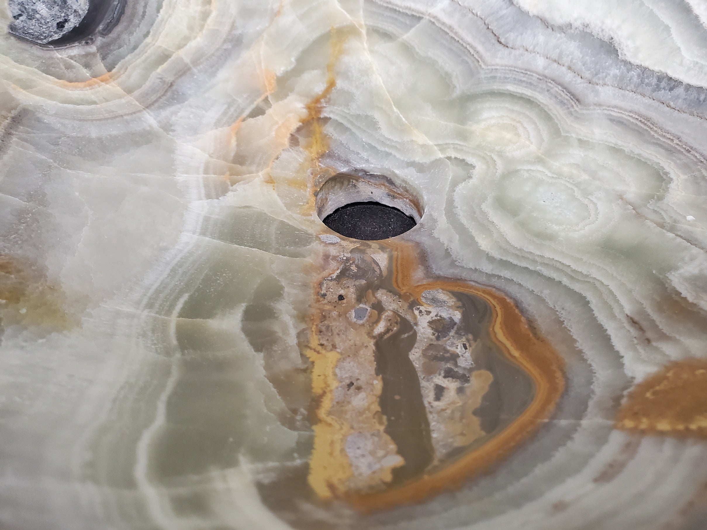 S25_14 Green Onyx Stone Vessel Bathroom Sink