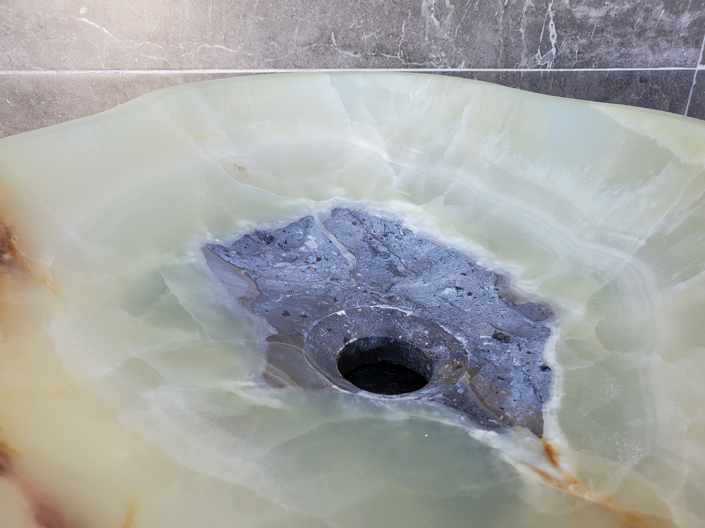 S30_02 Onyx Stone Vessel Bathroom Sink - 18.5 x 14 inch