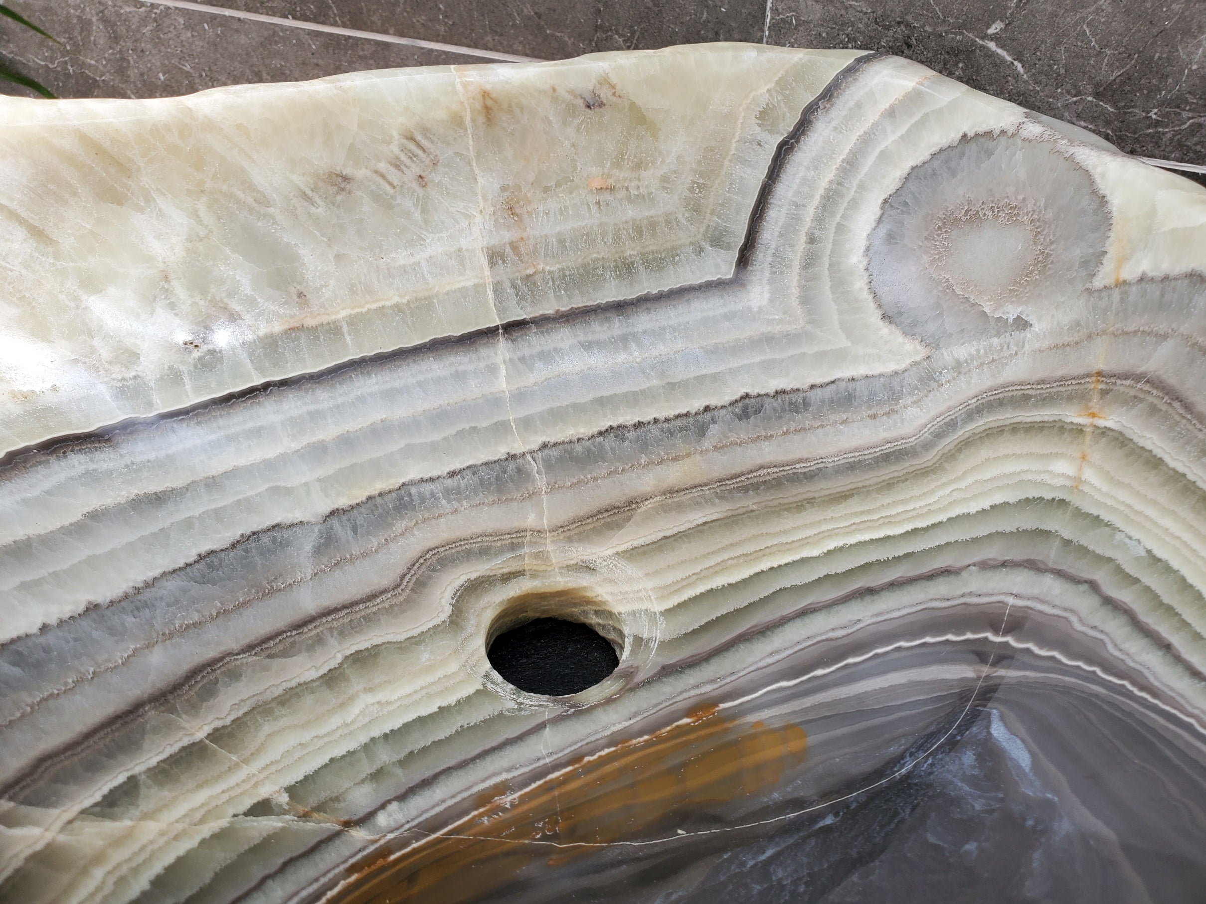 S30_34 Onyx Stone Vessel Bathroom Sink - 17.5 x 16.5 inch
