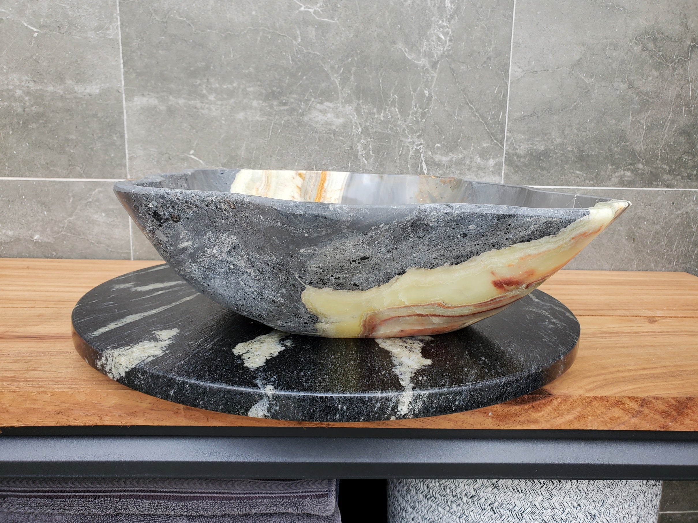 S30_33 Onyx Stone Vessel Bathroom Sink