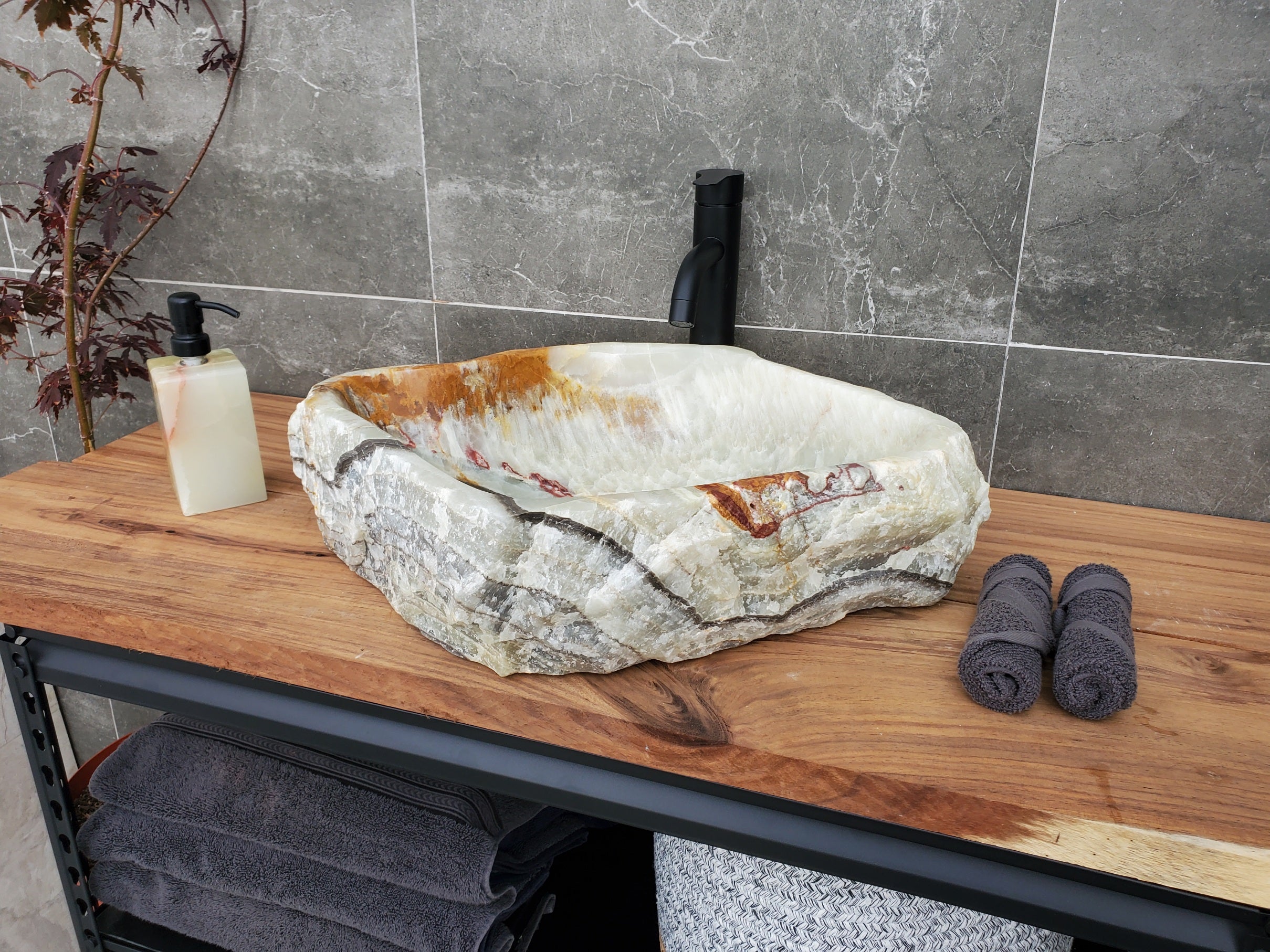 S30_29 Onyx Stone Vessel Bathroom Sink