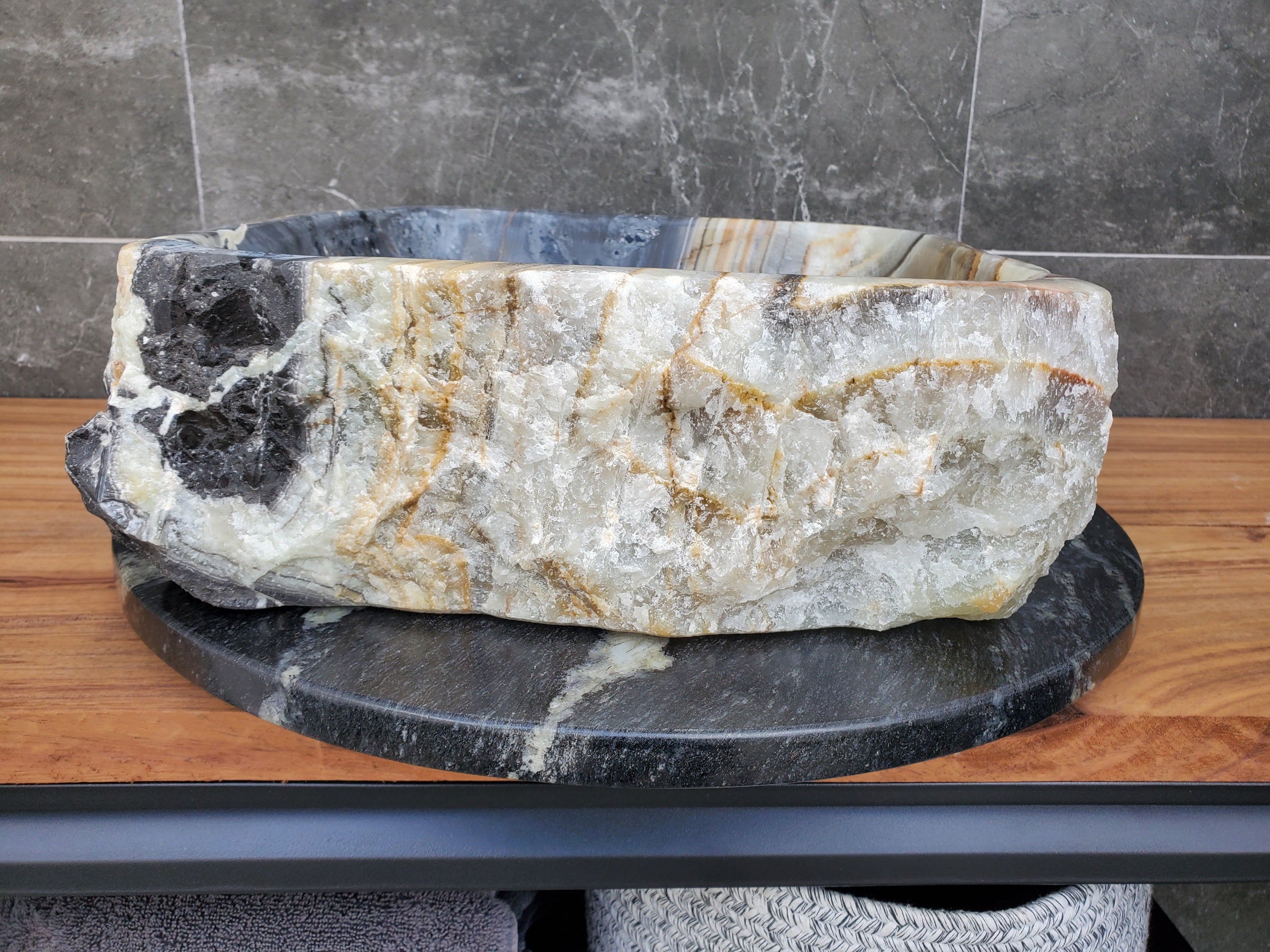 S30_24 Onyx Stone Vessel Bathroom Sink