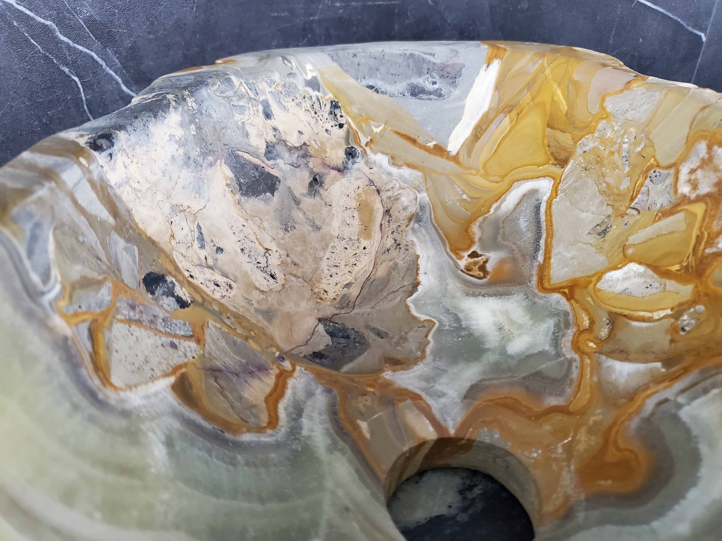 S25_18 Onyx Stone Vessel Bathroom Sink