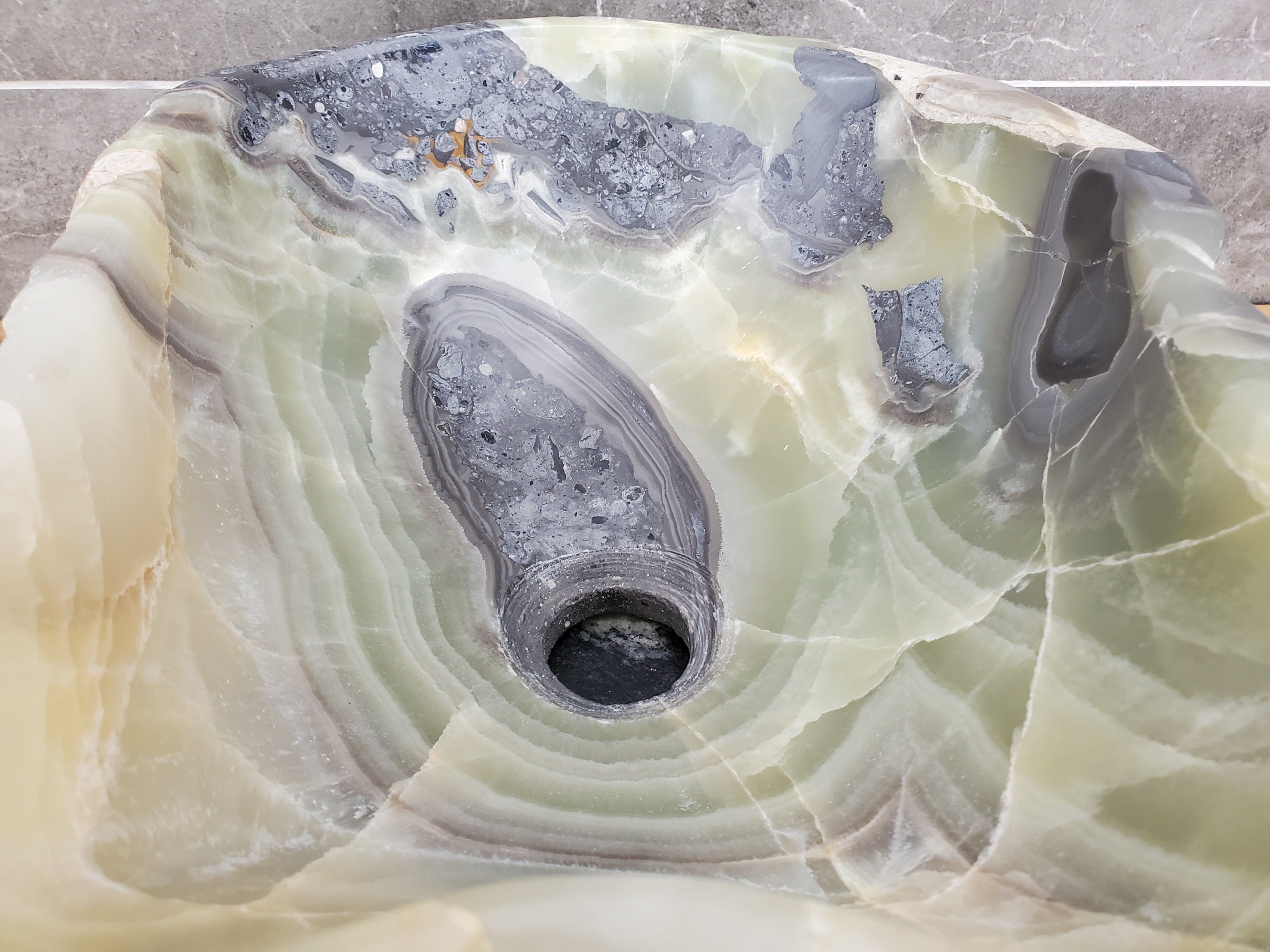 S31_25 Onyx Stone Vessel Bathroom Sink - 16 x 11.5 inch