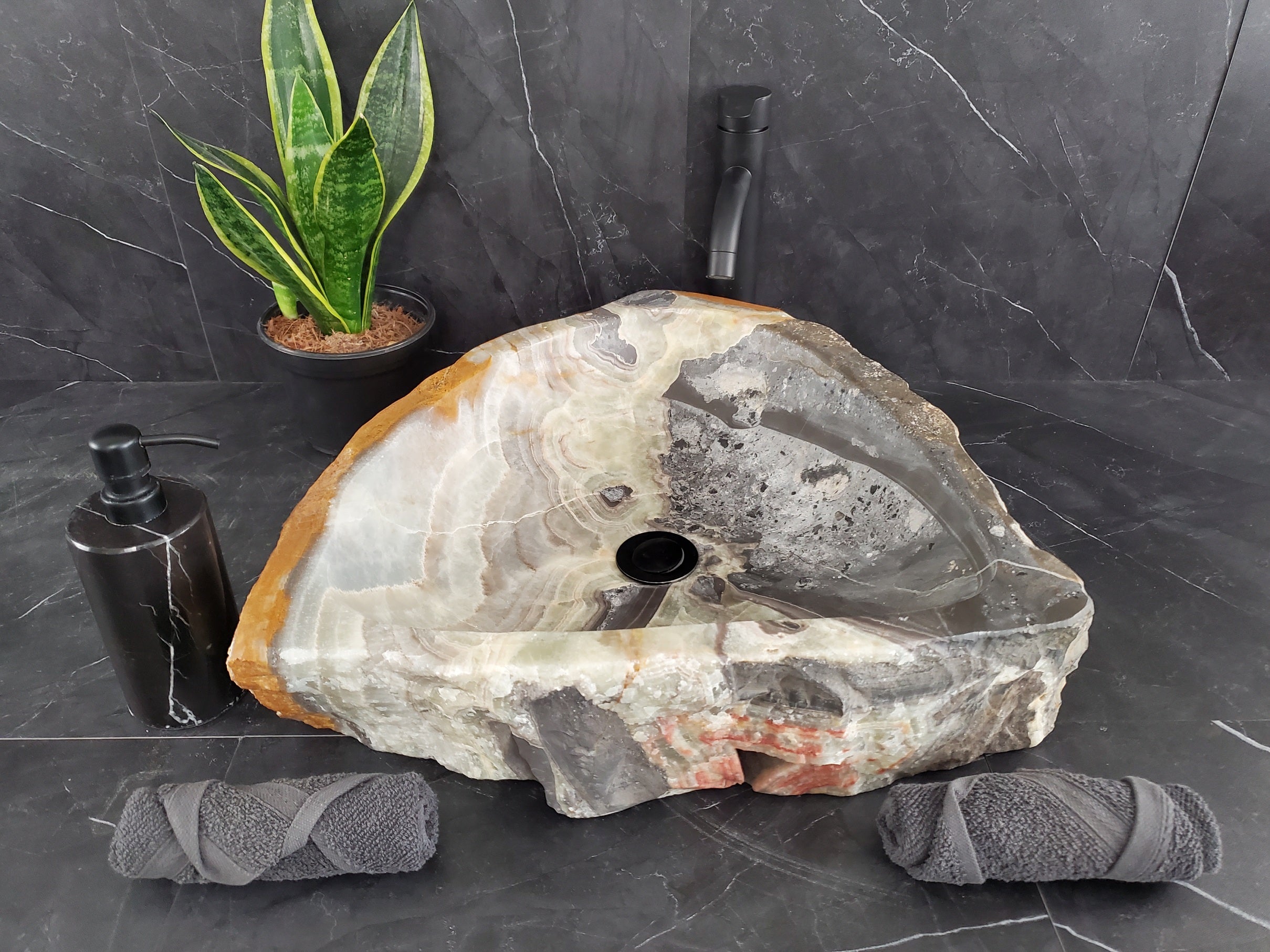 S25_23 Onyx Stone Vessel Bathroom Sink