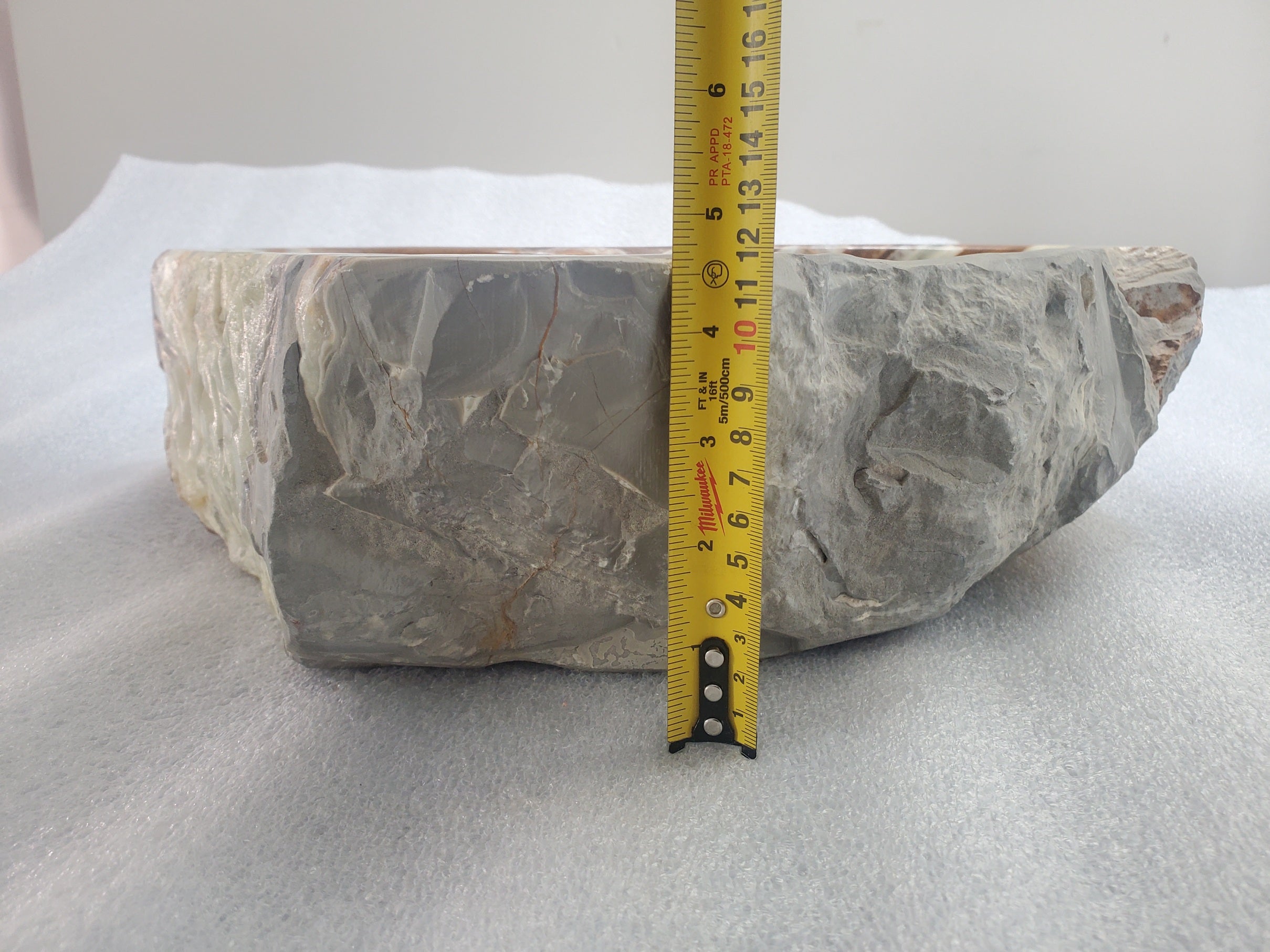 S25_09 Green Onyx Stone Vessel Bathroom Sink - 15.5 x 14 inch