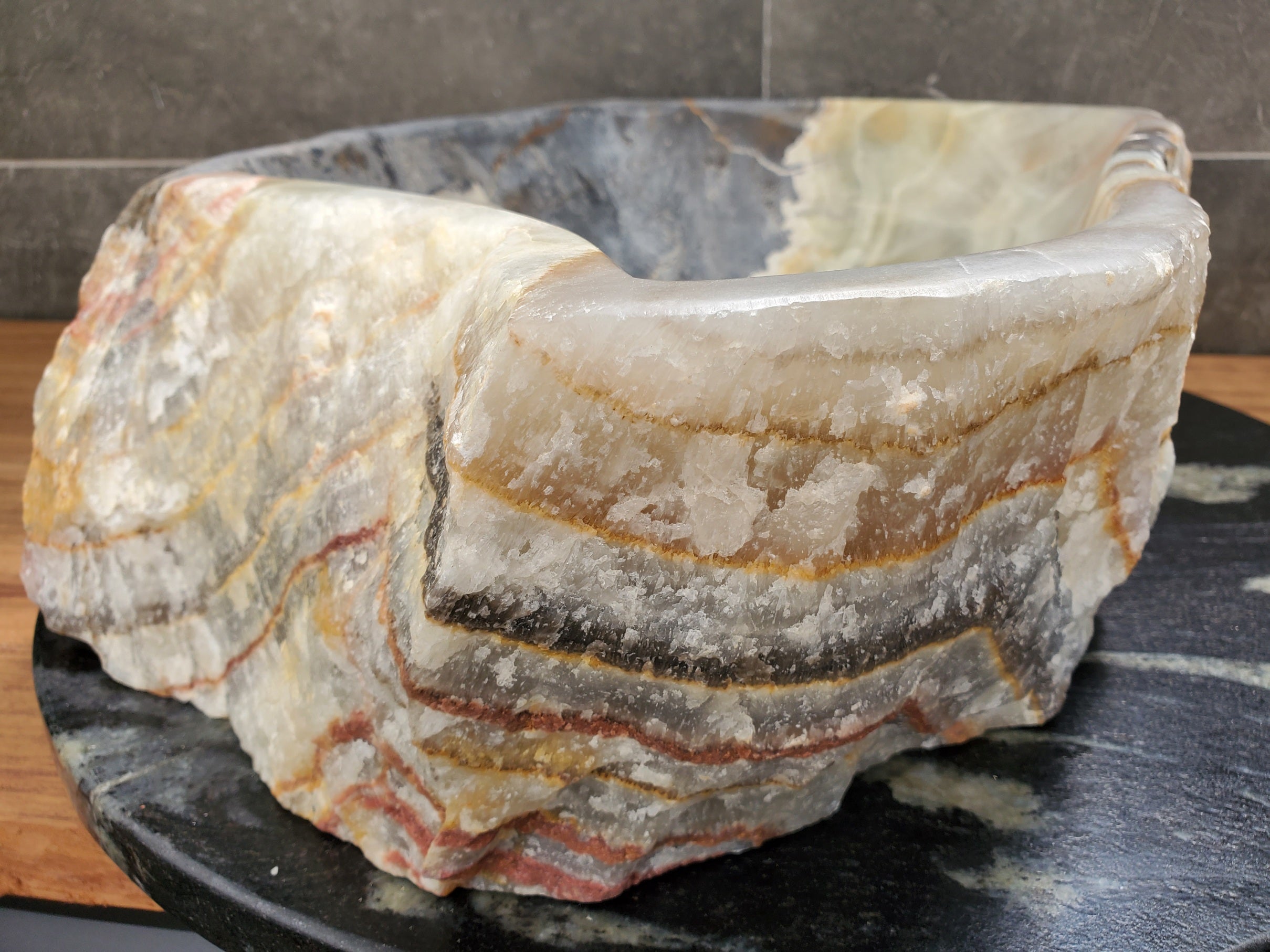 S30_35 Onyx Stone Vessel Bathroom Sink