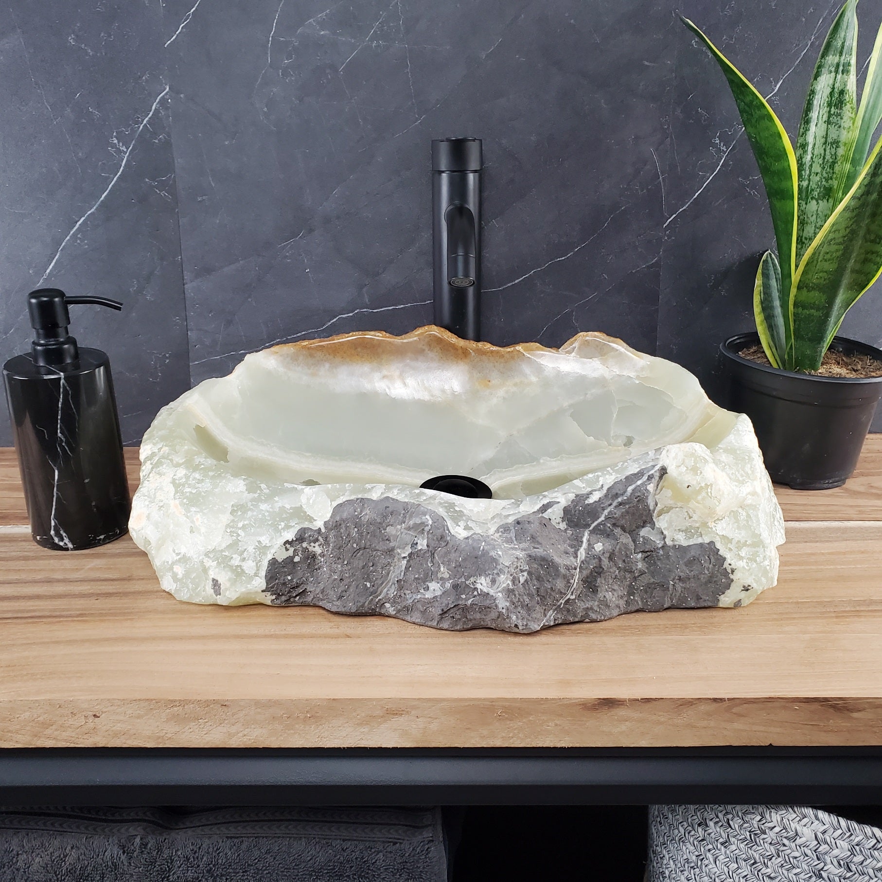S28_16 Onyx Stone Vessel Bathroom Sink