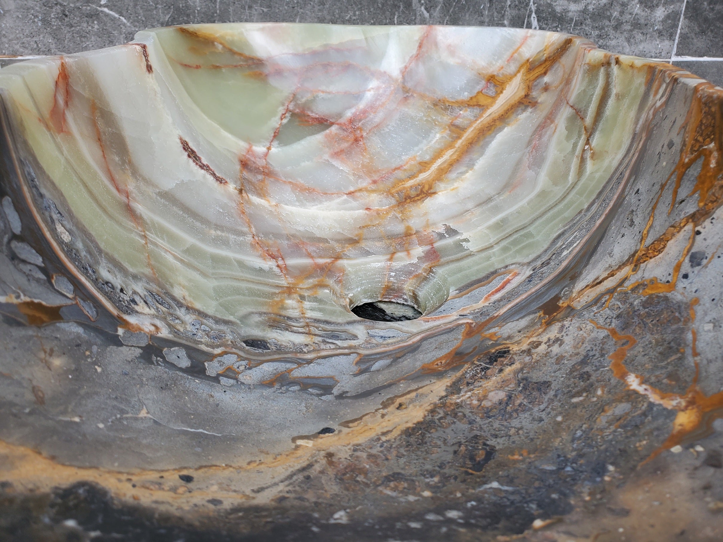 S30_32 Onyx Stone Vessel Bathroom Sink