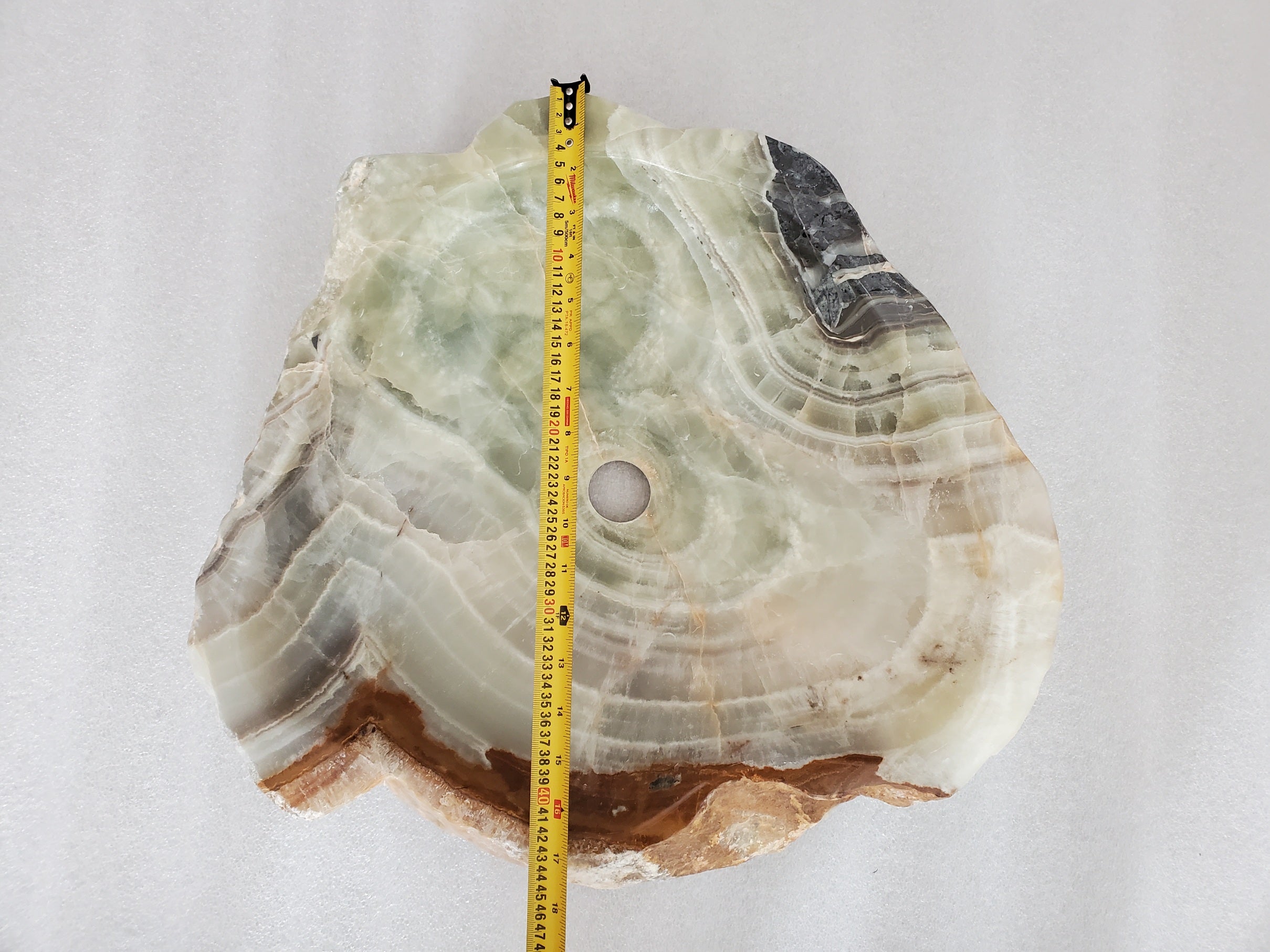 S23_24 Green and Grey Onyx Stone Vessel Bathroom Sink