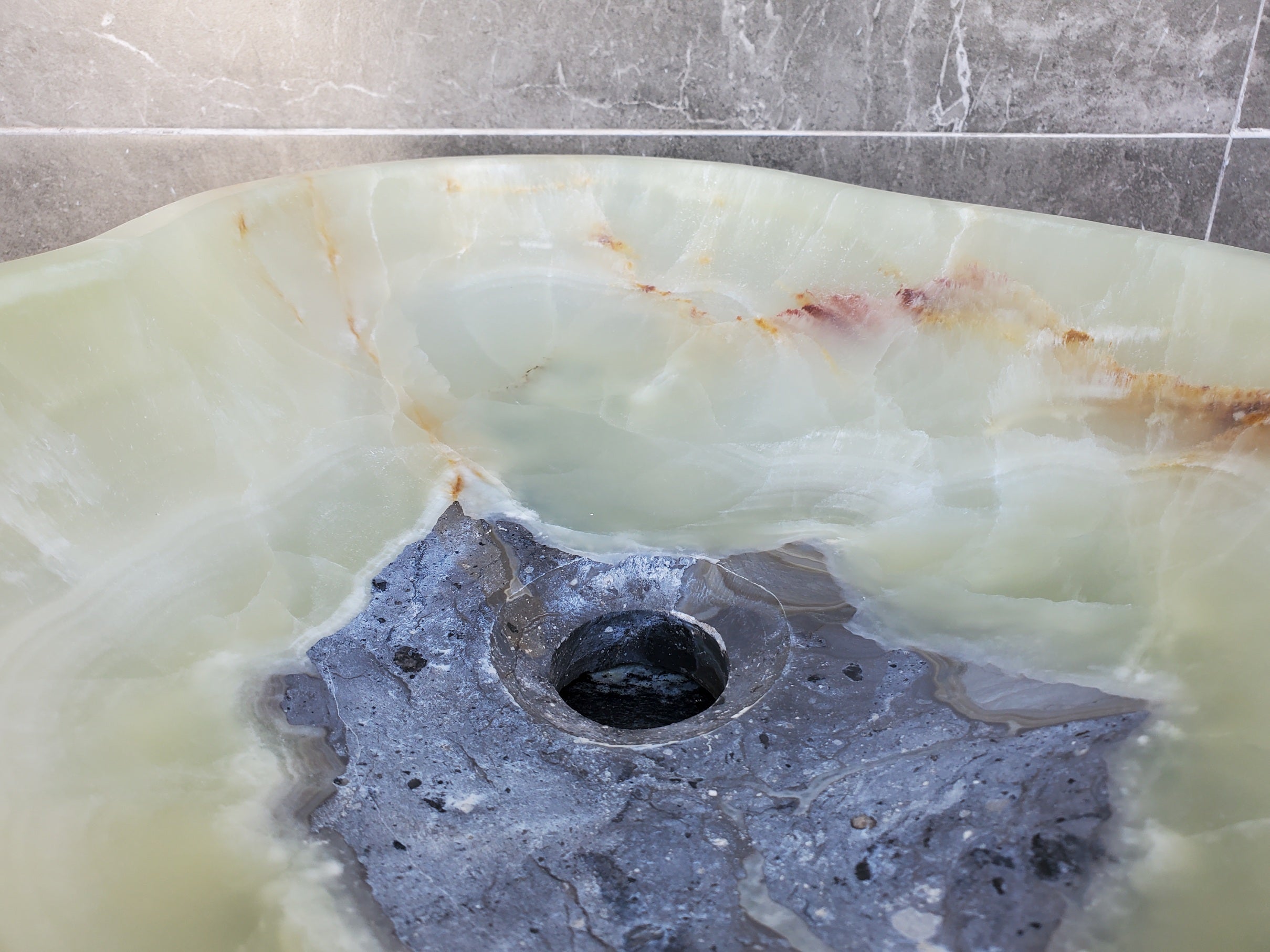 S30_02 Onyx Stone Vessel Bathroom Sink - 18.5 x 14 inch