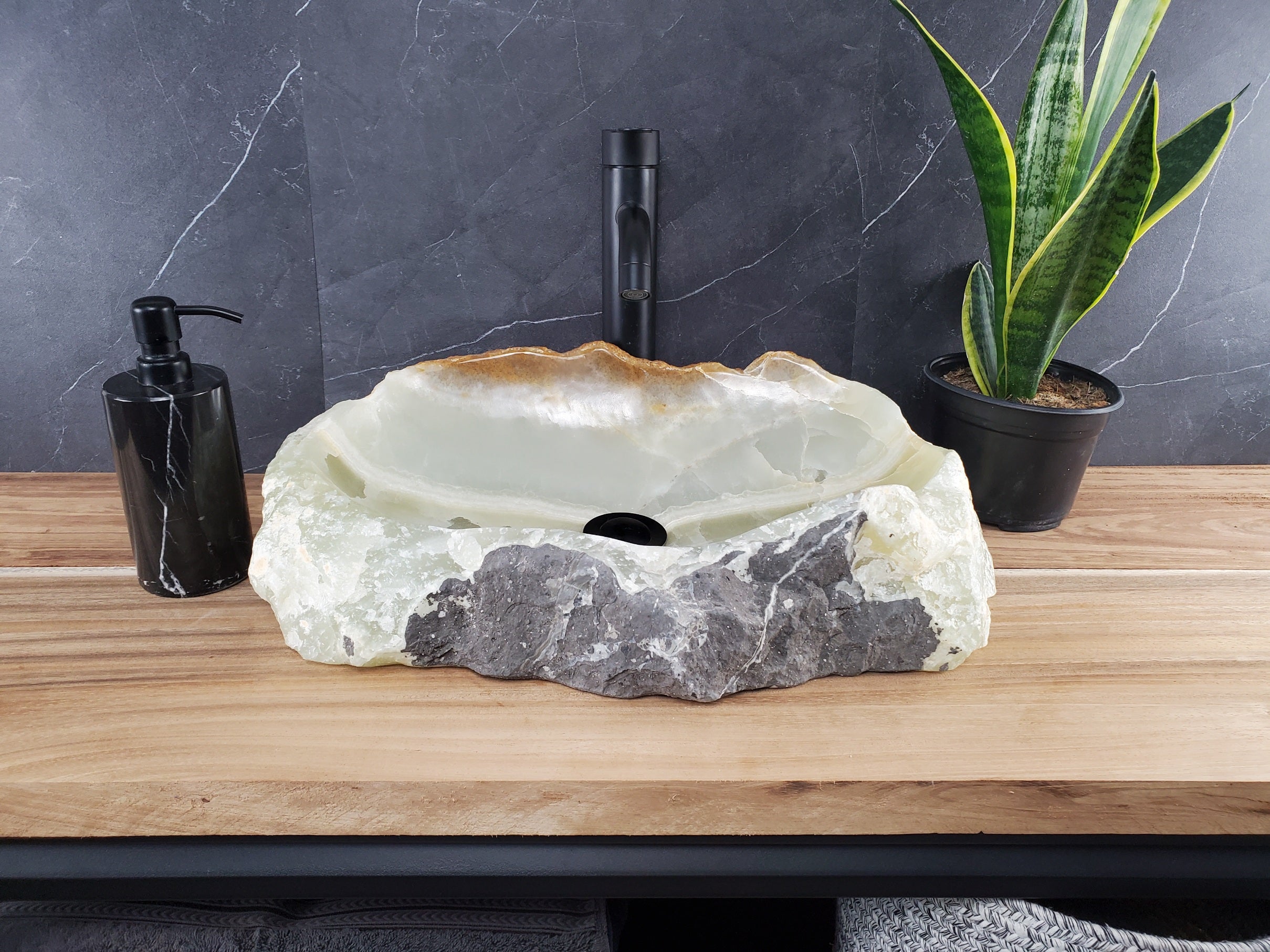 S28_16 Onyx Stone Vessel Bathroom Sink