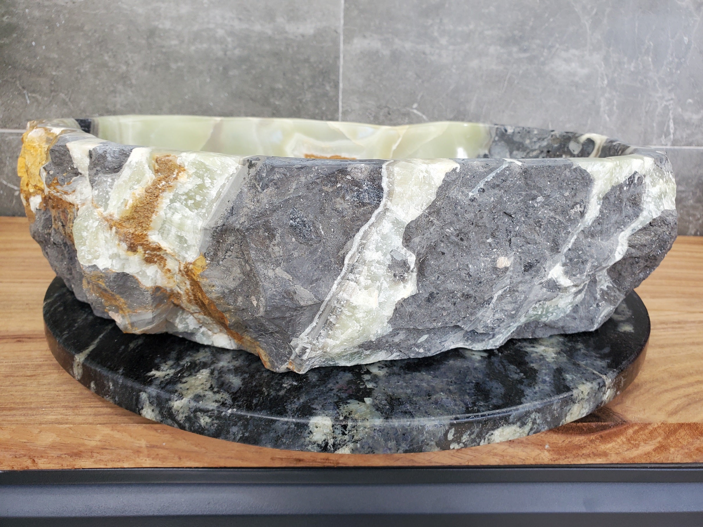 S31_14 Onyx Stone Vessel Bathroom Sink - 20 x 15 inch