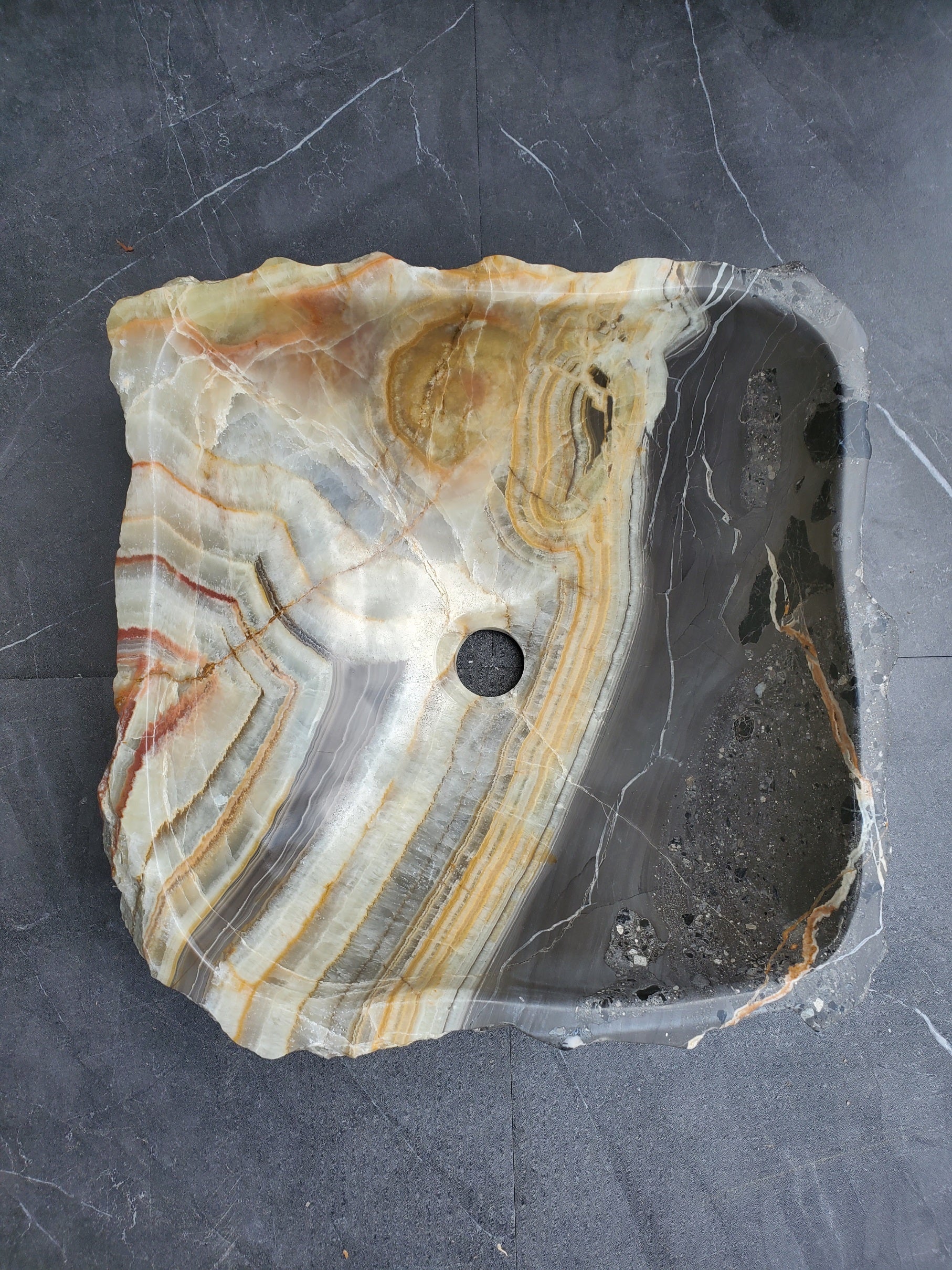 S30_25 Onyx Stone Vessel Bathroom Sink - 15 x 15 inch
