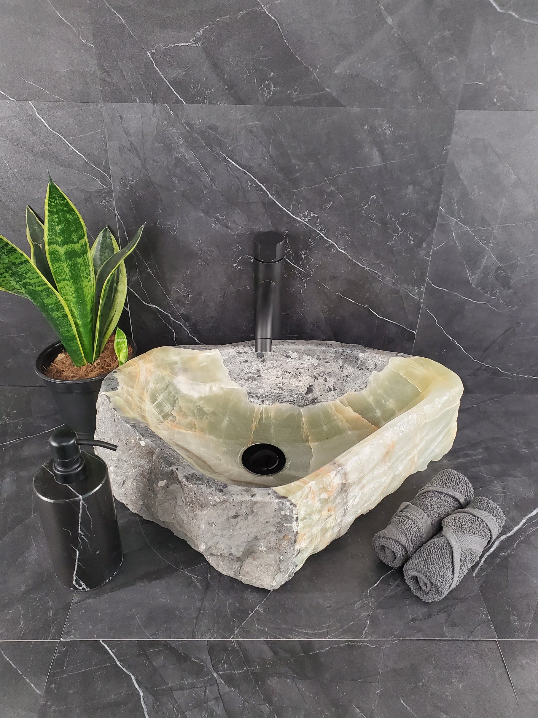 S26_11 Onyx Stone Vessel Bathroom Sink